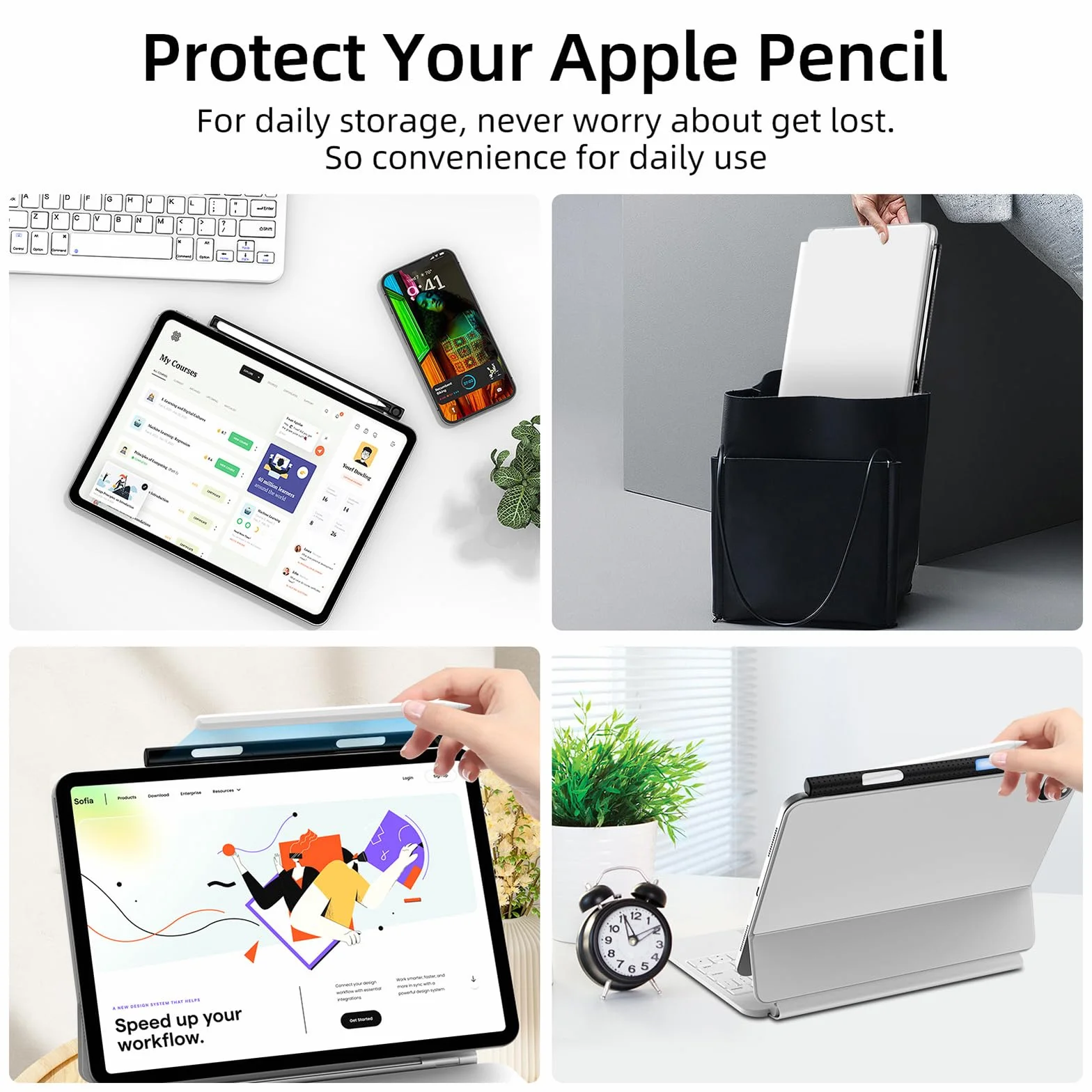 Uchwyt na długopis/pióro dla Apple Pencil 2. generacji, etui kompatybilne z Magic Keyboard, Smart Keyboard Folio i innymi magnetycznymi etui, uchwyt na rysik do iPada - czarny