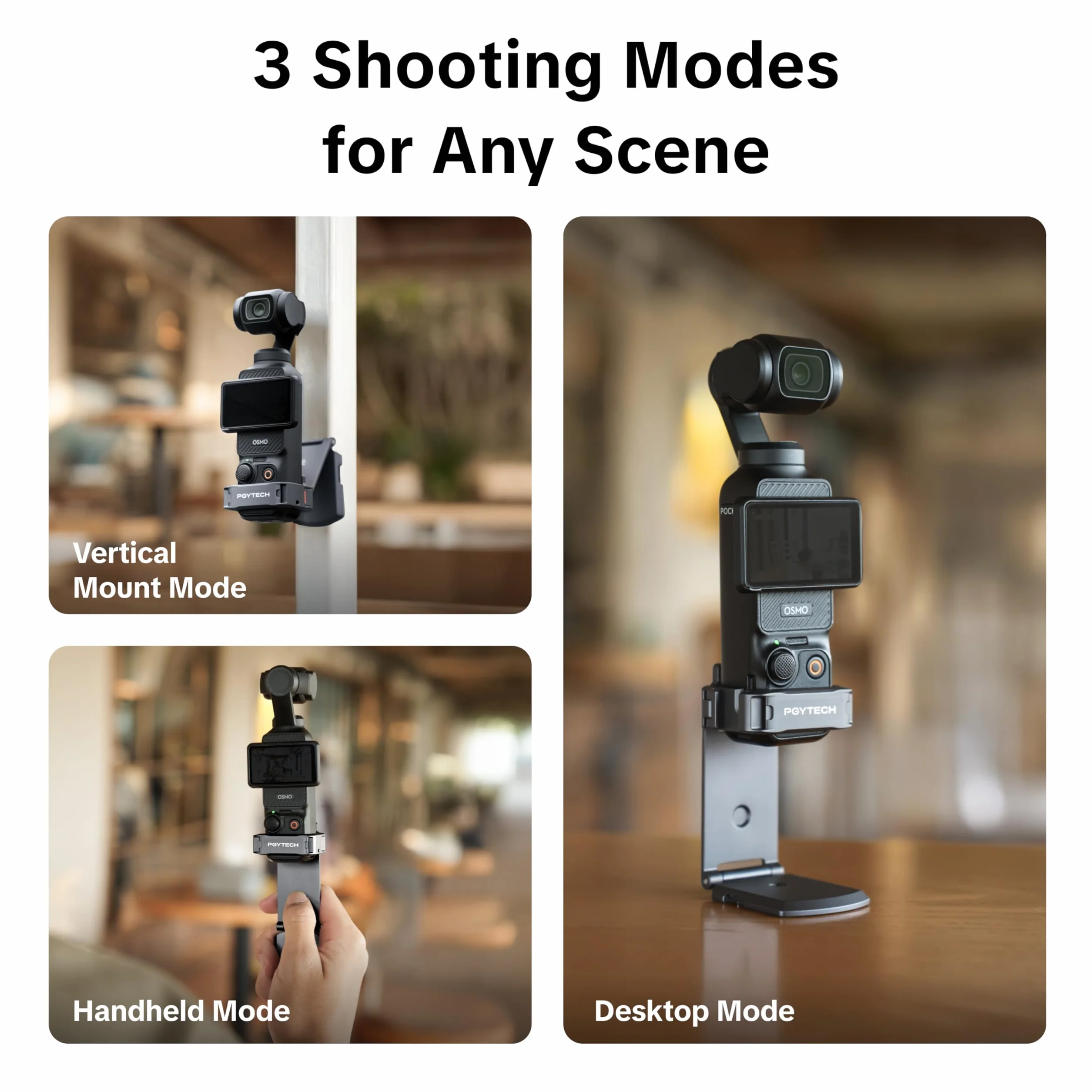 PGYTECH Klatka do Dji Osmo Pocket 3/4/4P/Xtra Muse, Ramka Rozszerzająca | Trwały Stop Aluminium, Szybkie Mocowanie Magnetyczne, Mocowanie Zimna Stopka i 1/4, Lekka Obudowa Ochronna