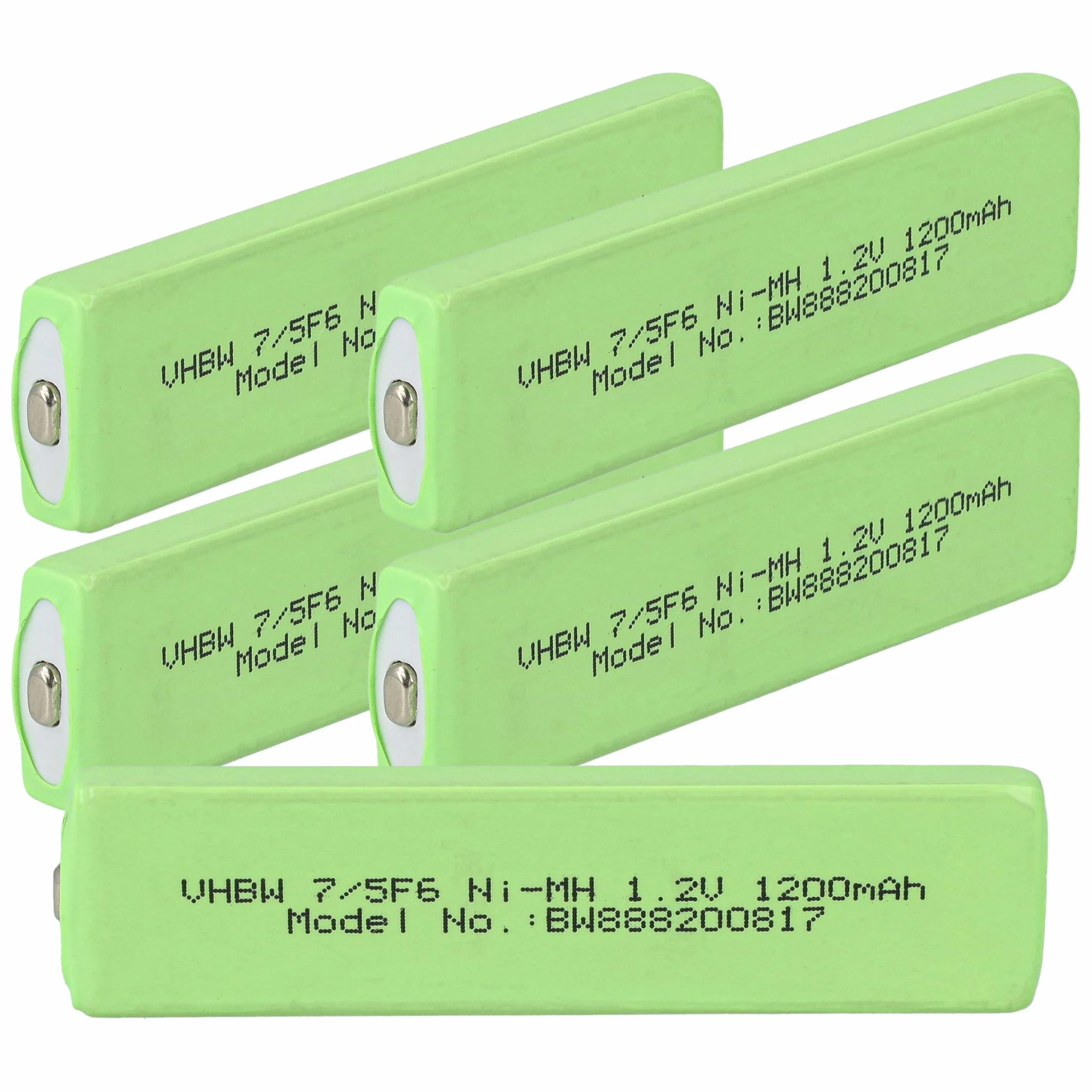vhbw 5 ogniw akumulatorowych kompatybilnych z Sony MZ-R501, MZ-NH900, MZ-R55, MZ-R500 CD/Minidisc (1100mAh, 1,2V, NiMH), button top, 7/5F6