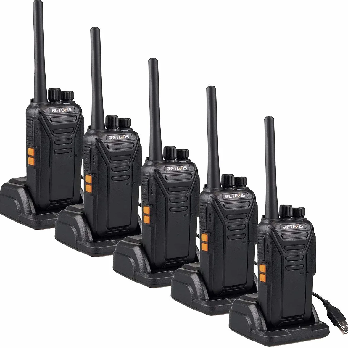 Retevis RT27 Handheld Walkie Talkies Akumulator Dalekiego Zasięgu 2-Drożny z CTCSS/DCS VOX do Airsoft Hiking Festival Planowanie Komunikacja Bezpieczeństwa (5 SztCzarny)
