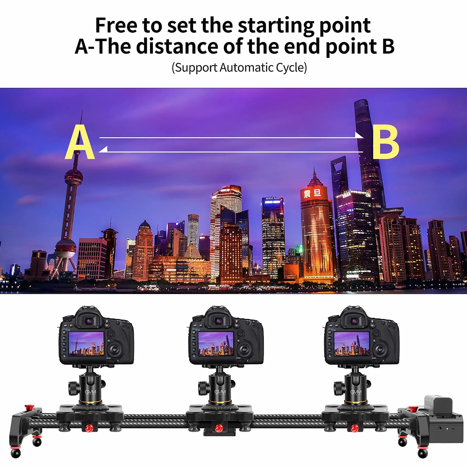 GVM 80 cm suwak kamery z napędem, szyna kamery ze sterowaniem aplikacją, stabilizator wideo z przyspieszonym śledzeniem i panoramicznym nagrywaniem wideo 120° do kręcenia filmów fotograficznych