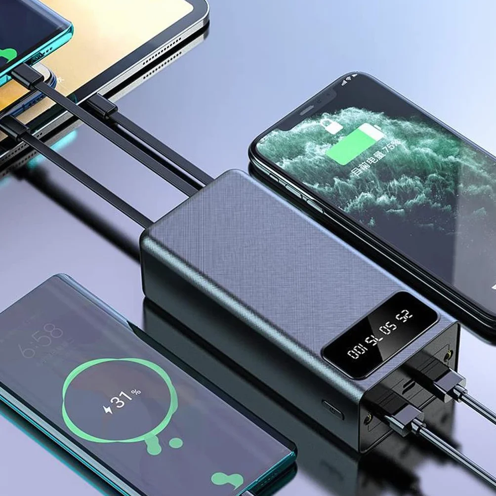 JJJ Samodzielny powerbank o super dużej pojemności 30 000 mAh przenośny przenośny kreatywny zasilacz Power Bank (Kolor: czarny, Rozmiar: 10 000 mAh)