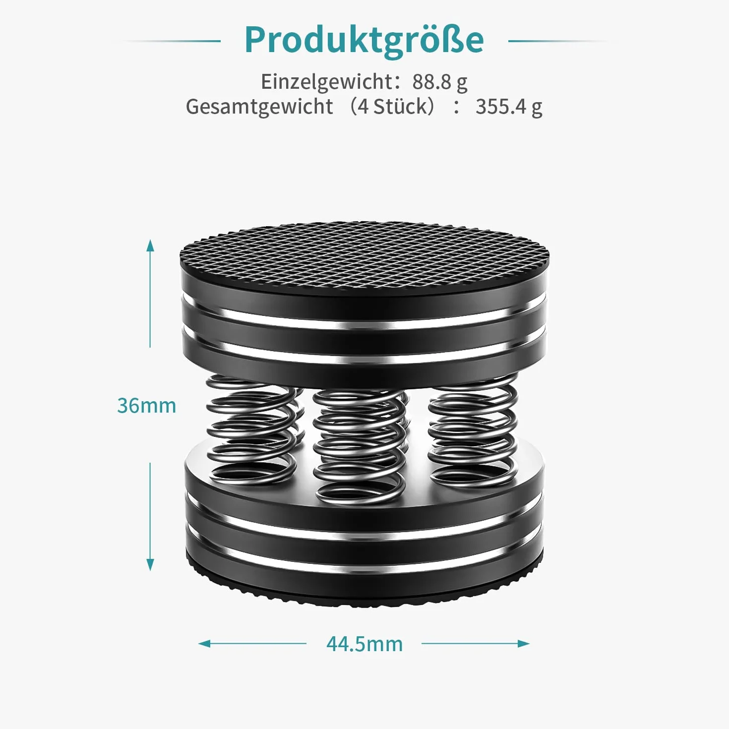 Tertullus 4 nóżki głośnikowe High End, tłumiki drgań, aluminiowe nóżki, pochłaniacz dźwięku, stojak głośnikowy z antypoślizgową gumą (czarny)
