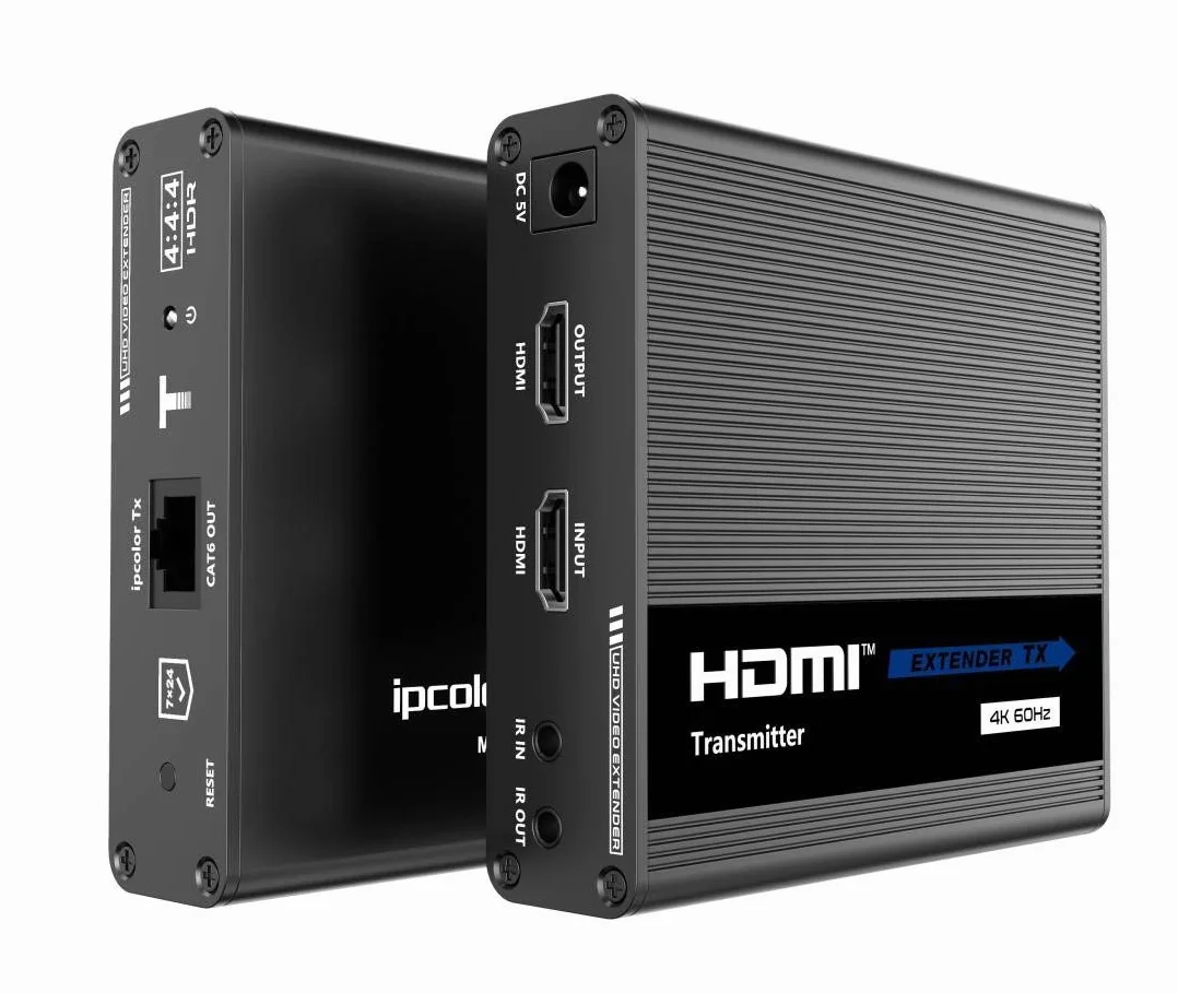 PremiumCord Przedłużacz 4K HDMI na 70 m za pomocą kabla krosowego Cat6 / Cat6A / Cat7, nadajnik i odbiornik podczerwieni, HDMI 2.0, ARC, rozdzielczość wideo Ultra HD 4K @ 60Hz