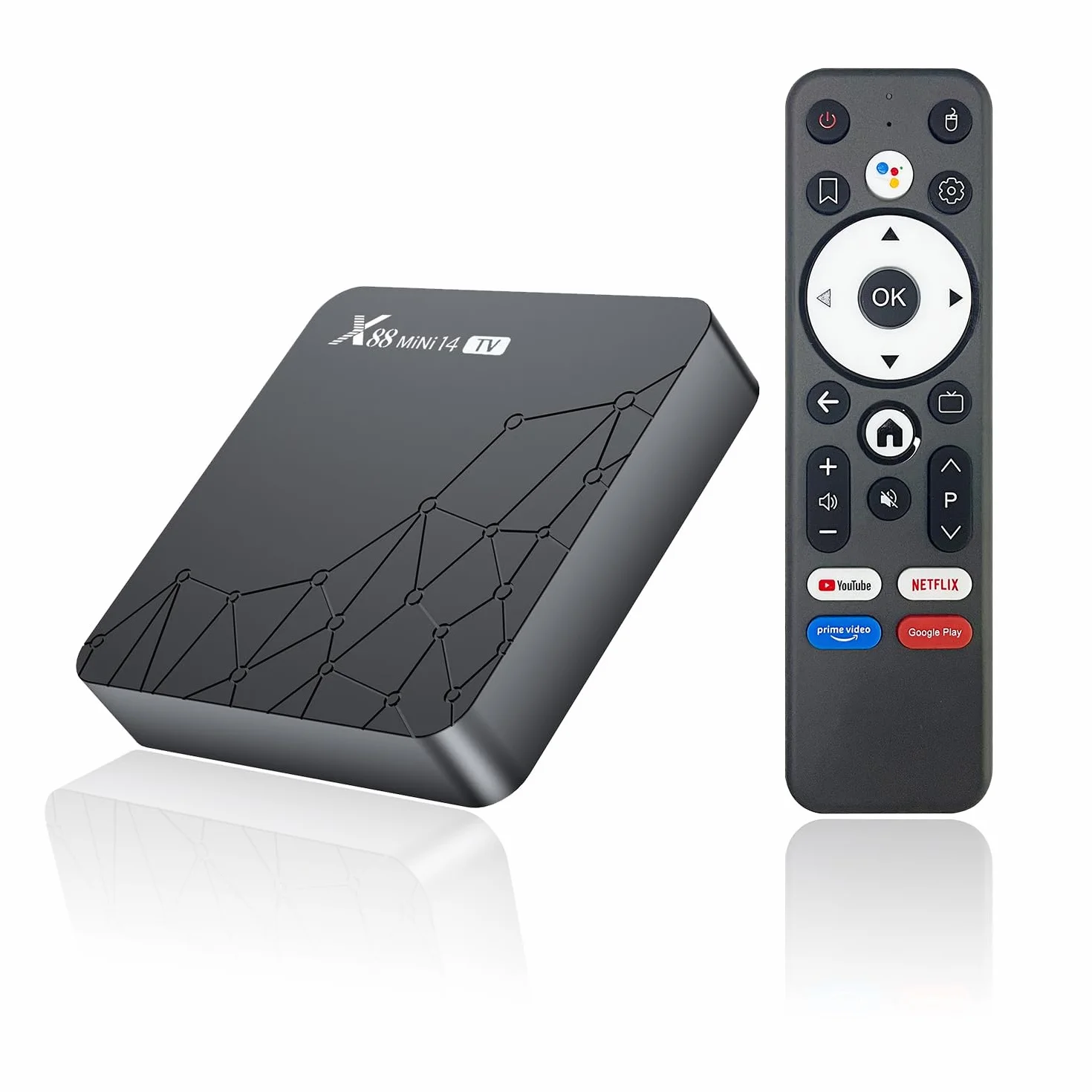 GREVA Android 14.0 TV Box, rozdzielczość 8K UHD, Android Box 2 GB RAM 16 GB ROM RK3518mini Quad-Core 64bit Cortex-A53, 2,4 GHz / 5,0 GHz Dual Wifi6 10/100 M LAN Enternet Bluetooth 5.0 USB 3.0 Smart TV