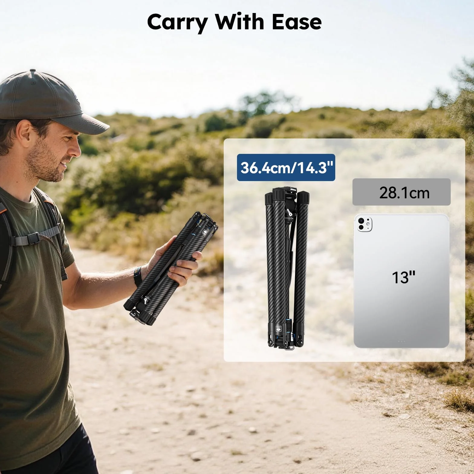 SIRUI Traveler Air Carbon statyw do kamery z głowicą przechylającą KV-5, ultralekki 1,33 kg, maks. wysokość 152 cm, nośność 5 kg, kompaktowy statyw podróżny do lustrzanek cyfrowych i aparatów