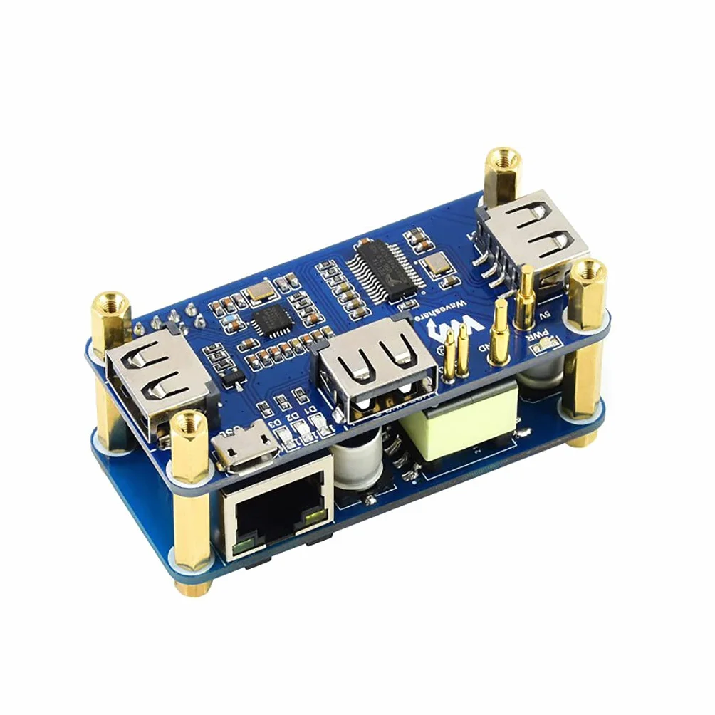 PoE Ethernet/USB HUB Hat do Raspberry Pi Zero/Zero W/Zero WH, 3X USB 2.0 Porty, 10M / 100M RJ45 Port, 802.3af-Compliant