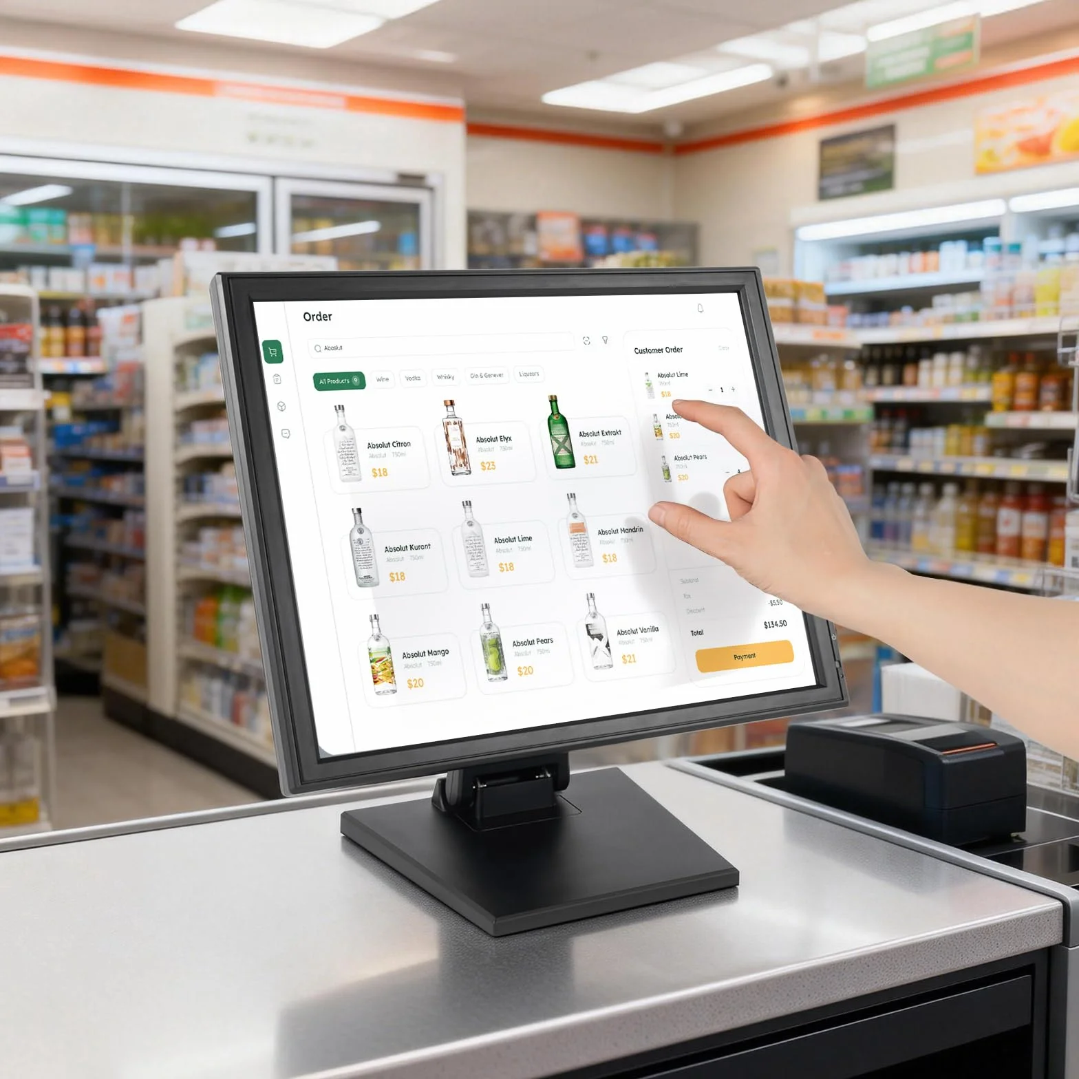 Przenośny monitor | monitor mobilny | ekran dotykowy | 17-calowy ekran dotykowy | rozdzielczość 1280 x 1024 | rezystancyjny 4-przewodowy | złącze USB/VGA | do POS/kasy/gastronomii | w zestawie rysik i