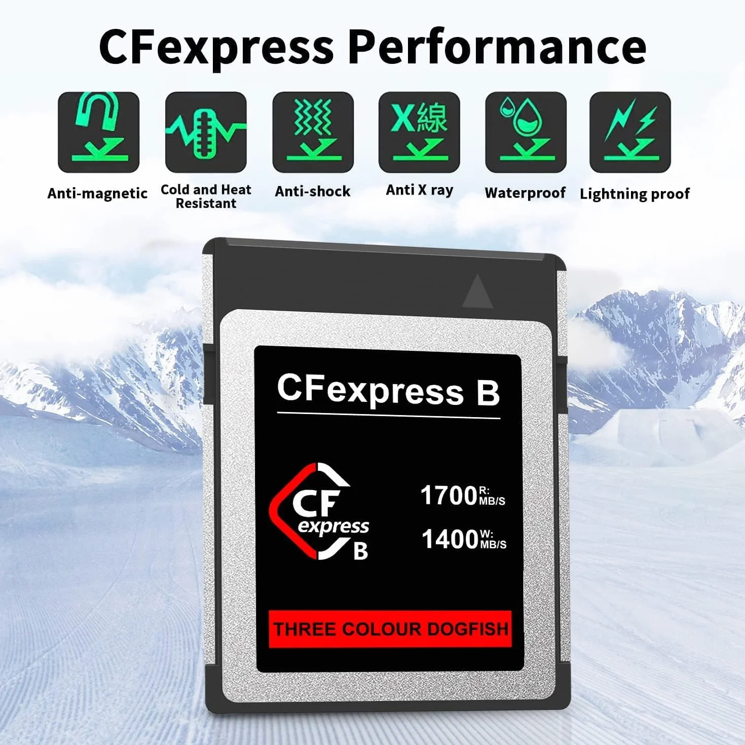 Dogfish CFexpress typ B karta pamięci 512 GB do 1700 MB/s, do zdjęć i filmów 8K 4K RAW, do rejestratorów aparatów fotograficznych profesjonalnych aparatów Nikon Canon Panasonic