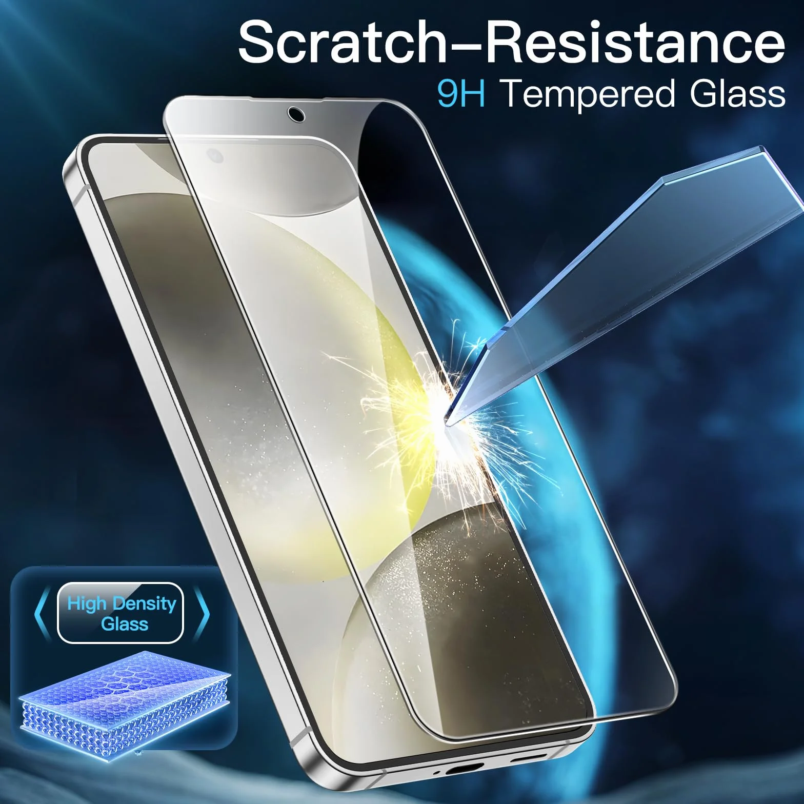 JETech Ochraniacz Ekranu dla Samsung Galaxy S24 5G 6,2 Cala, Szkło Hartowane, 3 Sztuki