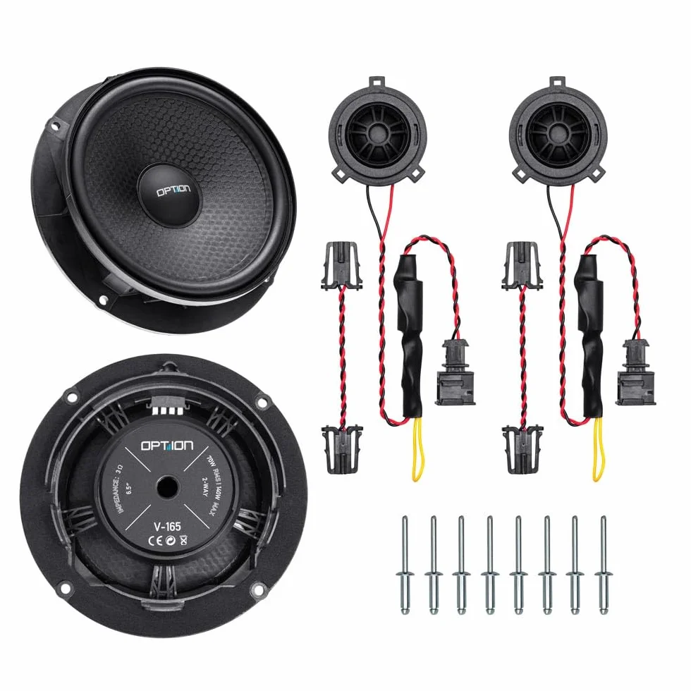 Option System dźwiękowy kompatybilny z Cupra Born (2. generacja, od roku produkcji 2024, standardowy system dźwiękowy) - 100% Plug & Play Kit z 6-kanałowym wzmacniaczem DSP i subwooferem Rock-4