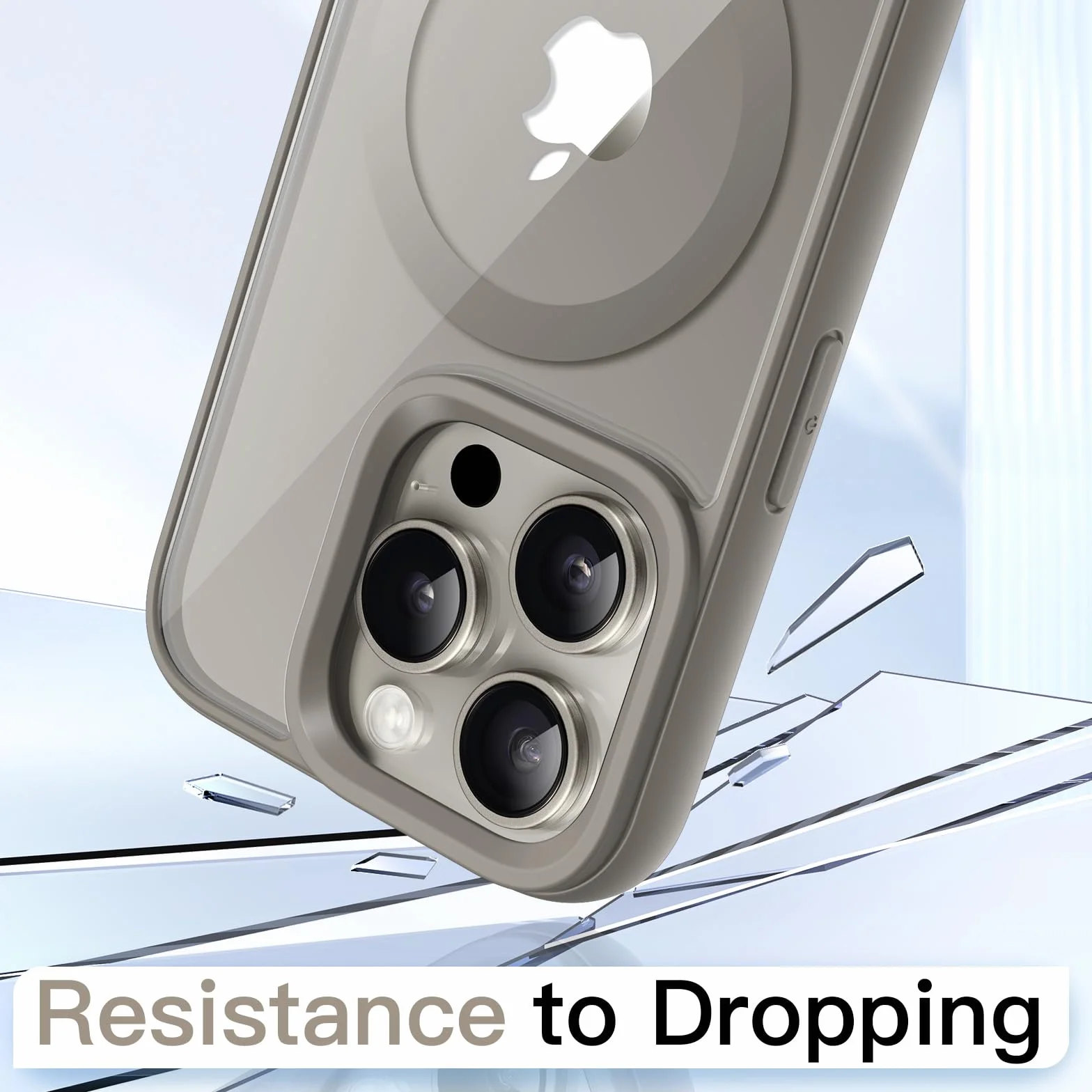JETech Magnetyczne Etui dla iPhone 15 Pro 6,1 Cala Kompatybilne z MagSafe, Odporny na Wstrząsy Osłona, Jednokolorowa Matowe TPU Ramka, Odporny na Zarysowania Przejaśniać Tył (Tytan Naturalny)