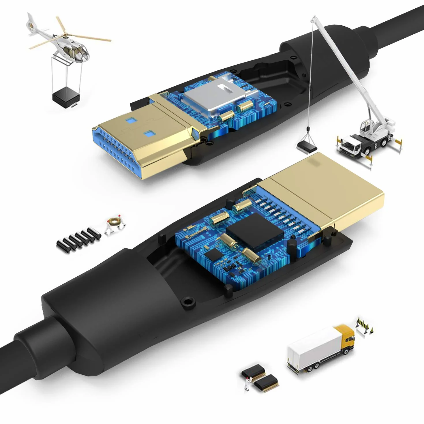 ROFAVEZCO Światłowodowy kabel HDMI obsługuje 4K60 4:4:4 Chroma, eARC, 18G/BPS HDR Dolby Vision i Atmos, HDCP2.2, ultra cienki i elastyczny kabel HDMI Active