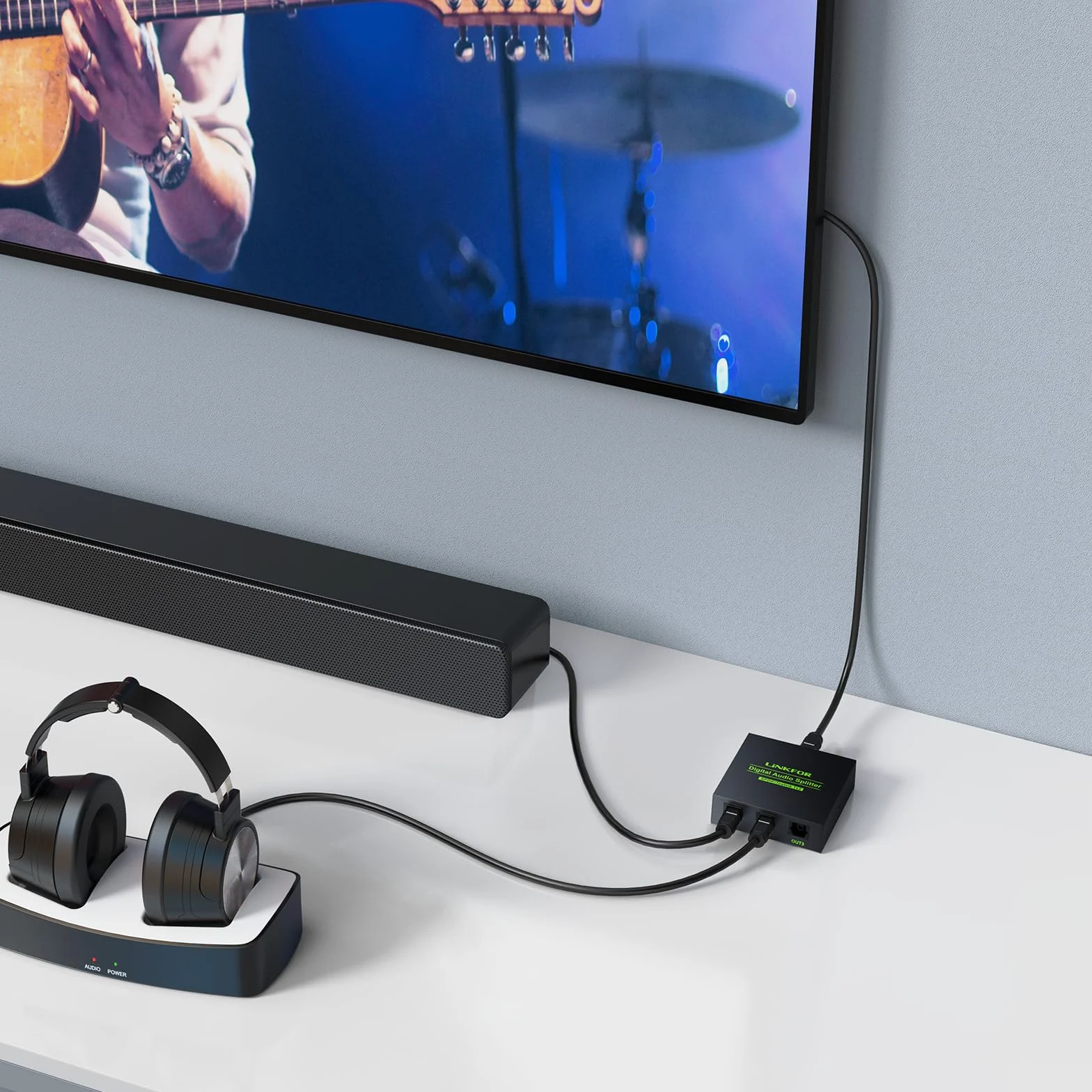 LiNKFOR Optyczny rozdzielacz audio 1x3 SPDIF Toslink rozdzielacz optyczny stop aluminium 1 IN 3 OUT obsługuje LPCM 2.0 DTS dla Dolby-AC3 kompatybilny z PS3 DVD HDTV STB