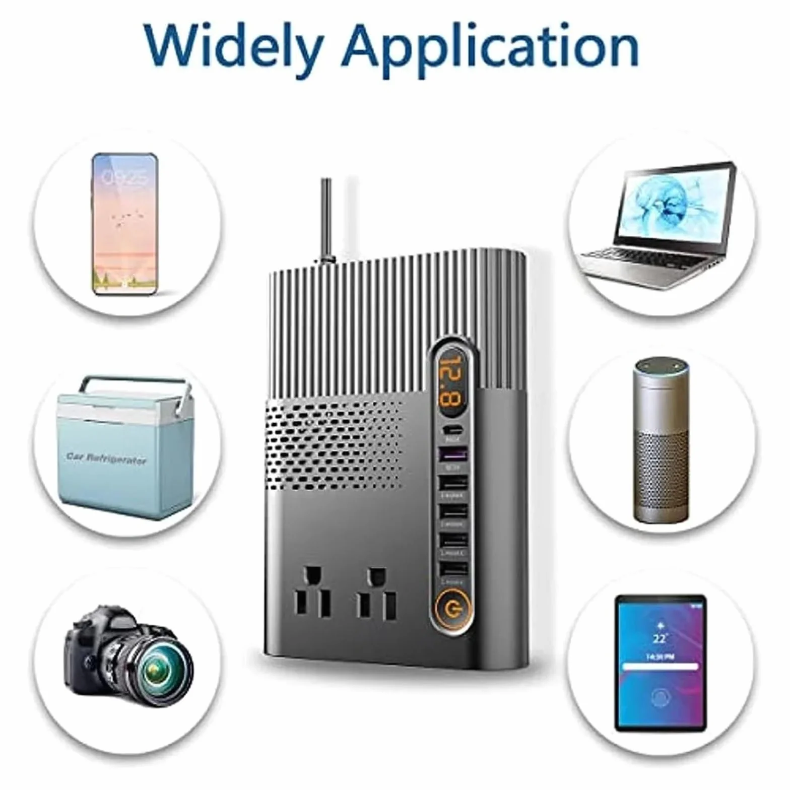 Inwertery, Przetwornica napięcia samochodowego 300 W, 12 V DC do AC, gniazdo samochodowe, konwerter samochodowy z 4 portami USB
