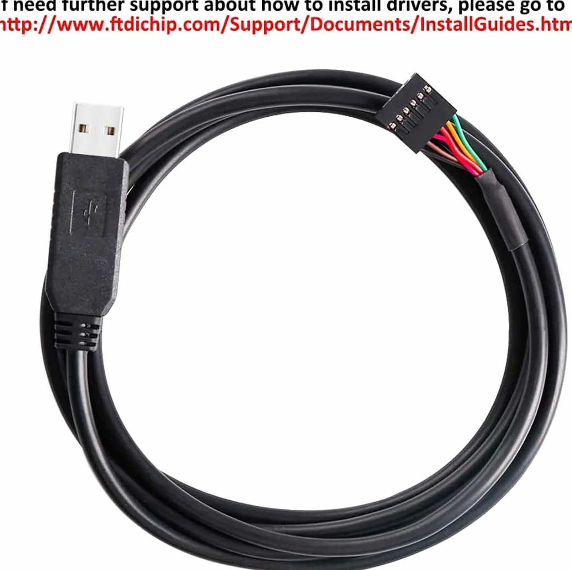 DTECH FTDI USB do TTL Adapter szeregowy 5V UART kabel 6 Pin gniazdo Header FT232RL Chip kabel danych dla Windows 10 8 7 Linux MAC OS (1 metr, Czarny)