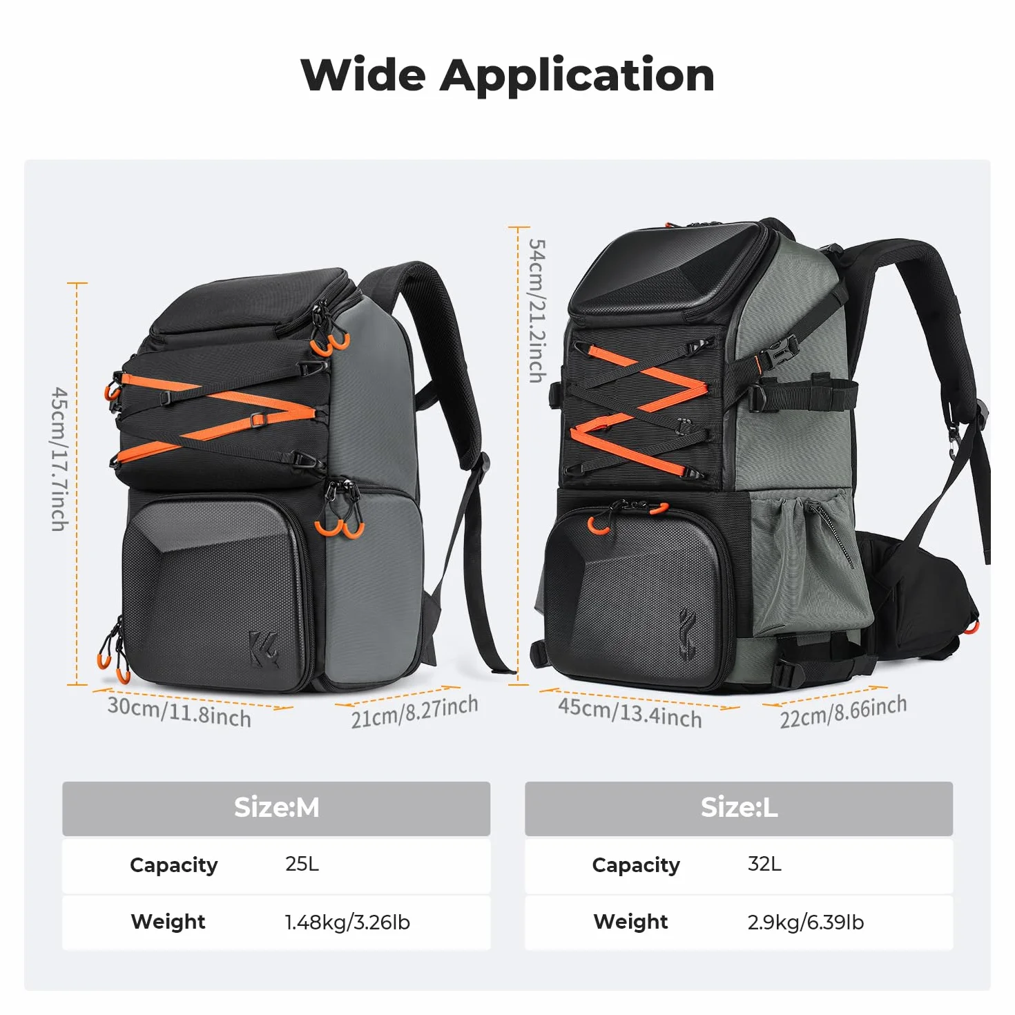 K&F Concept Plecak na aparat, fotografowie o dużej pojemności z osłoną przeciwdeszczową, duża kompaktowa torba na ramię na aparat, Czarny, 25L, Moda