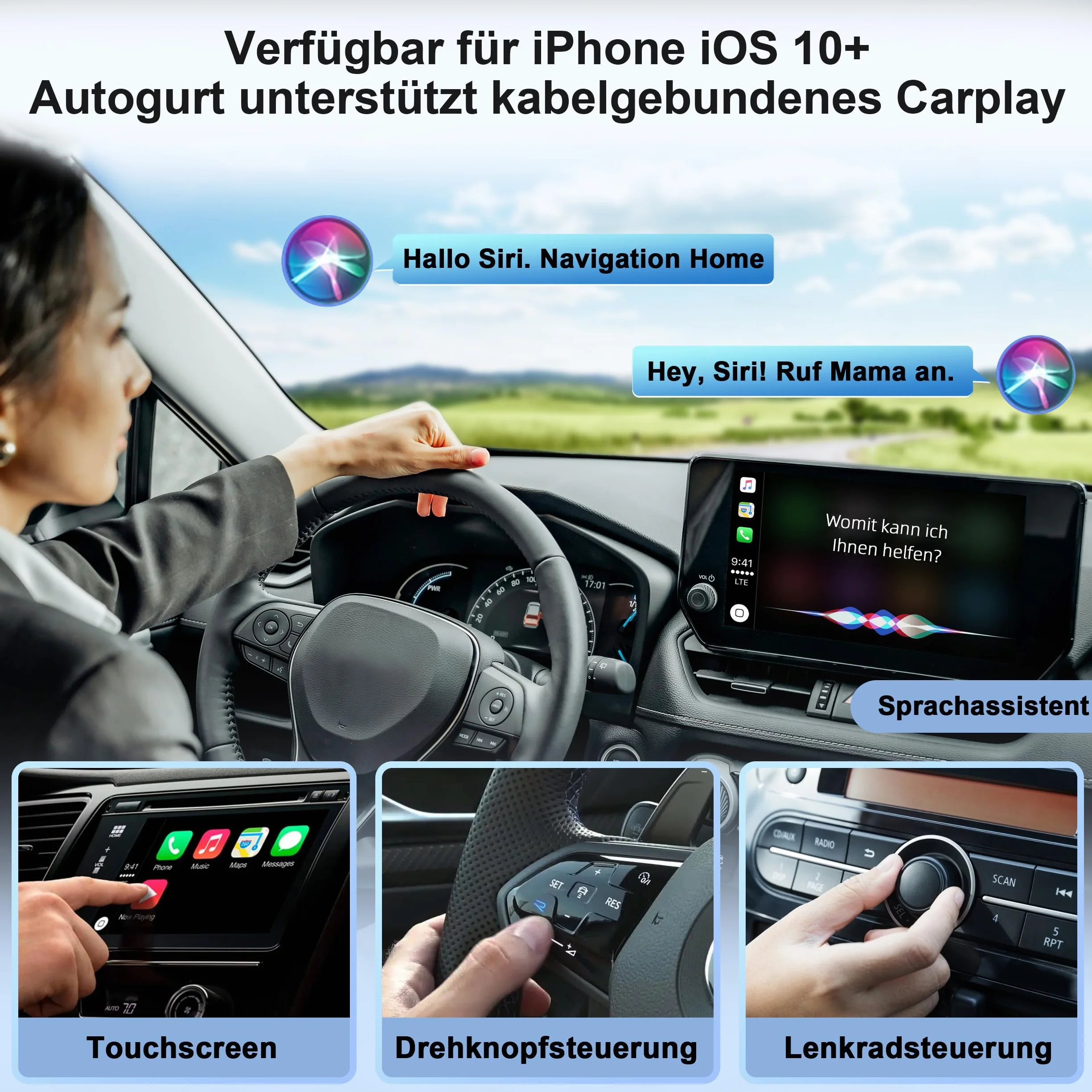 Bezprzewodowy adapter CarPlay UK do iPhone'a, konwertuj przewodowy na bezprzewodowy CarPlay, Plug and Play, odpowiedni do samochodów po 2016 roku, kompatybilny z iPhone iOS 10+