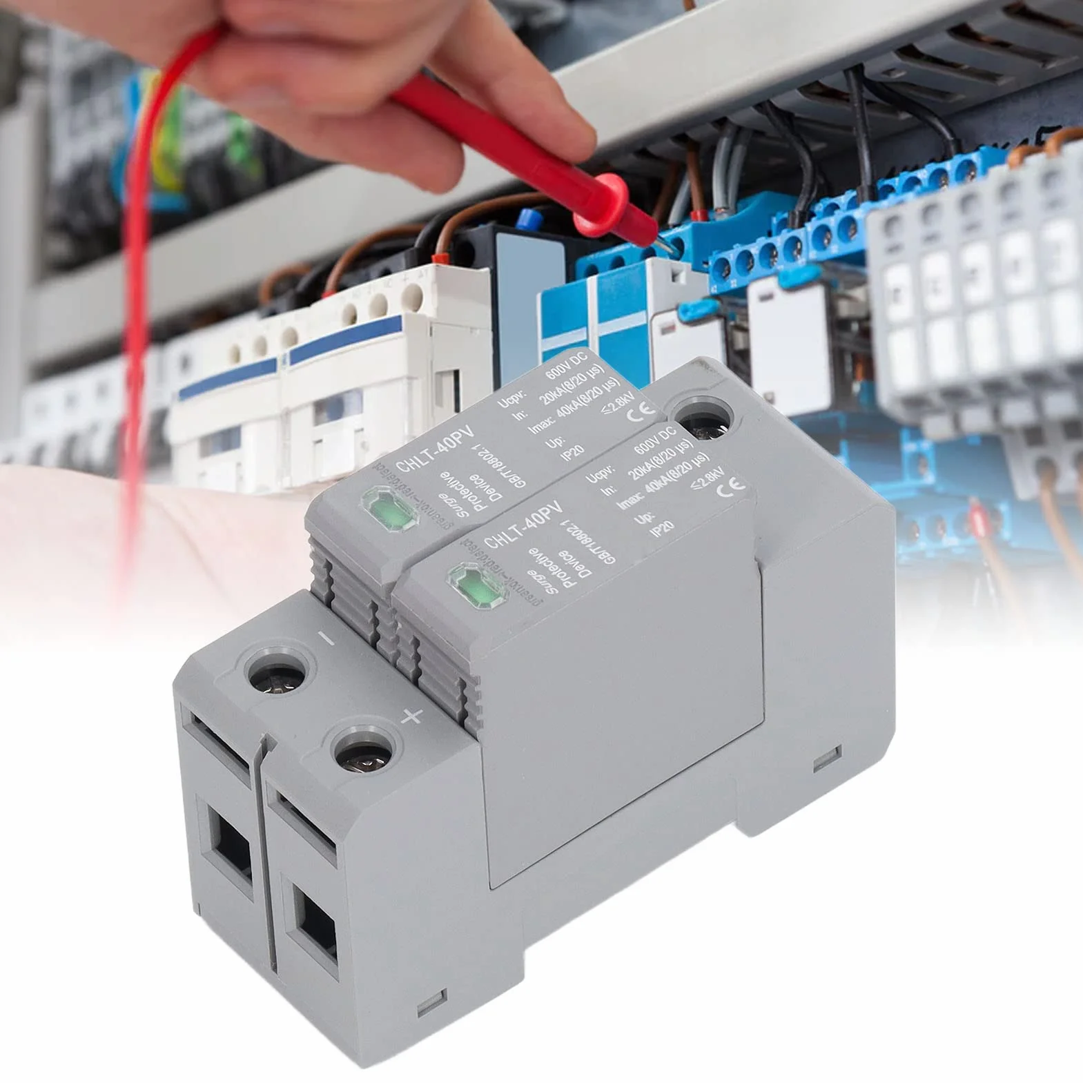CHLT 40PV 600V IP20 DC PV Ochrona Przeciwprzepięciowa Zabezpieczenie Przeciwprzepięciowe Przerywacz Urządzenie Ochrona Odgromowa Niskiego Napięcia Urządzenie Przeciwprzepięciowe