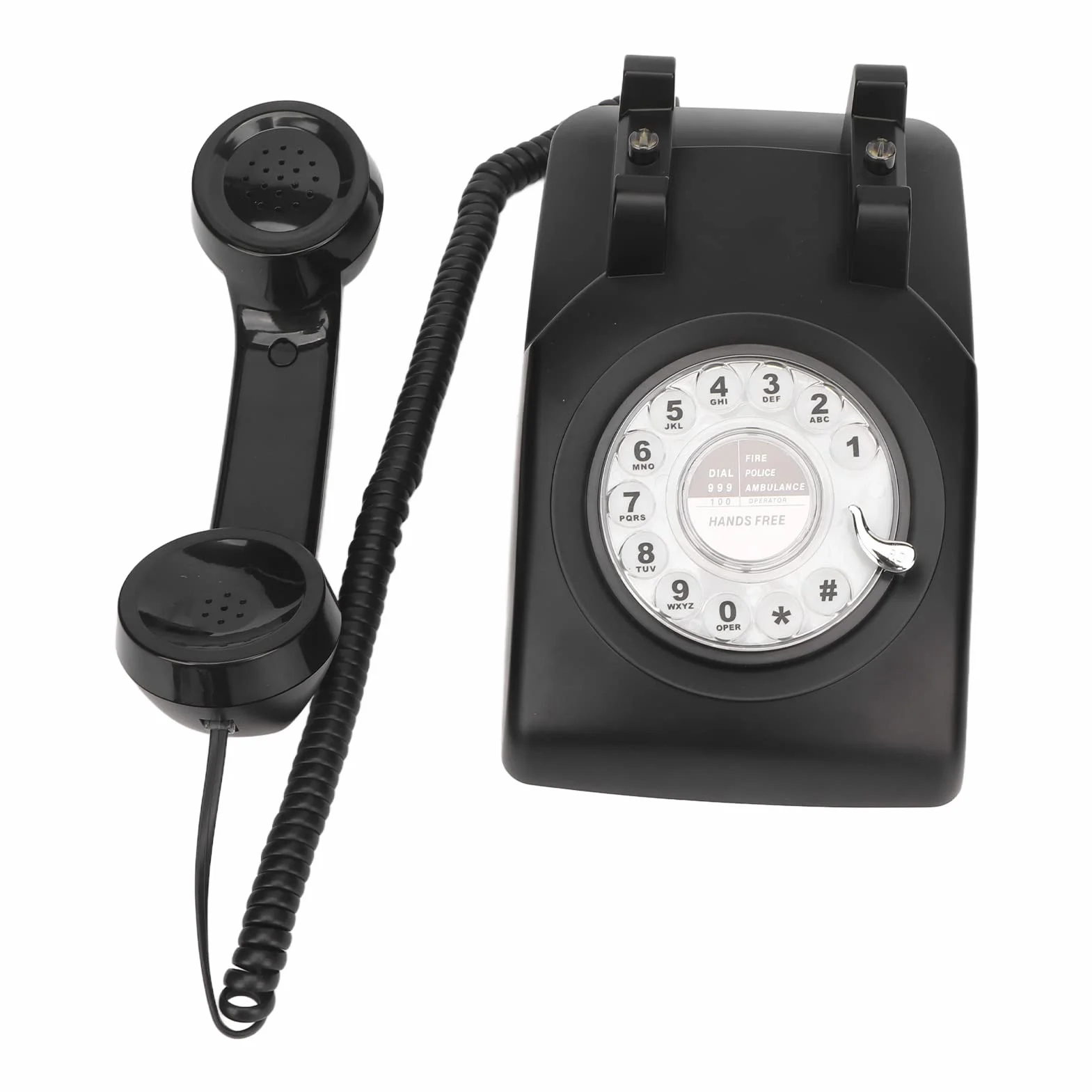 Czarny Obrotowy Telefon Stacjonarny, Elegancki Elegancki Przewodowy Telefon Stacjonarny W Starym Stylu, Tradycyjny Mechaniczny Dzwonek, Funkcja Ponownego Wybierania Bez Użycia Rąk, Domu