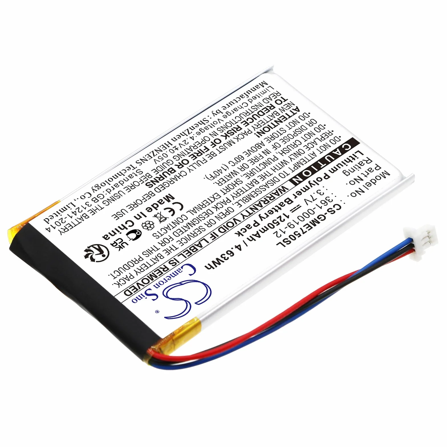 Bateria kompatybilna z Garmin Edge 705, 1250mAh, 3,7V, Li-Po, czarna