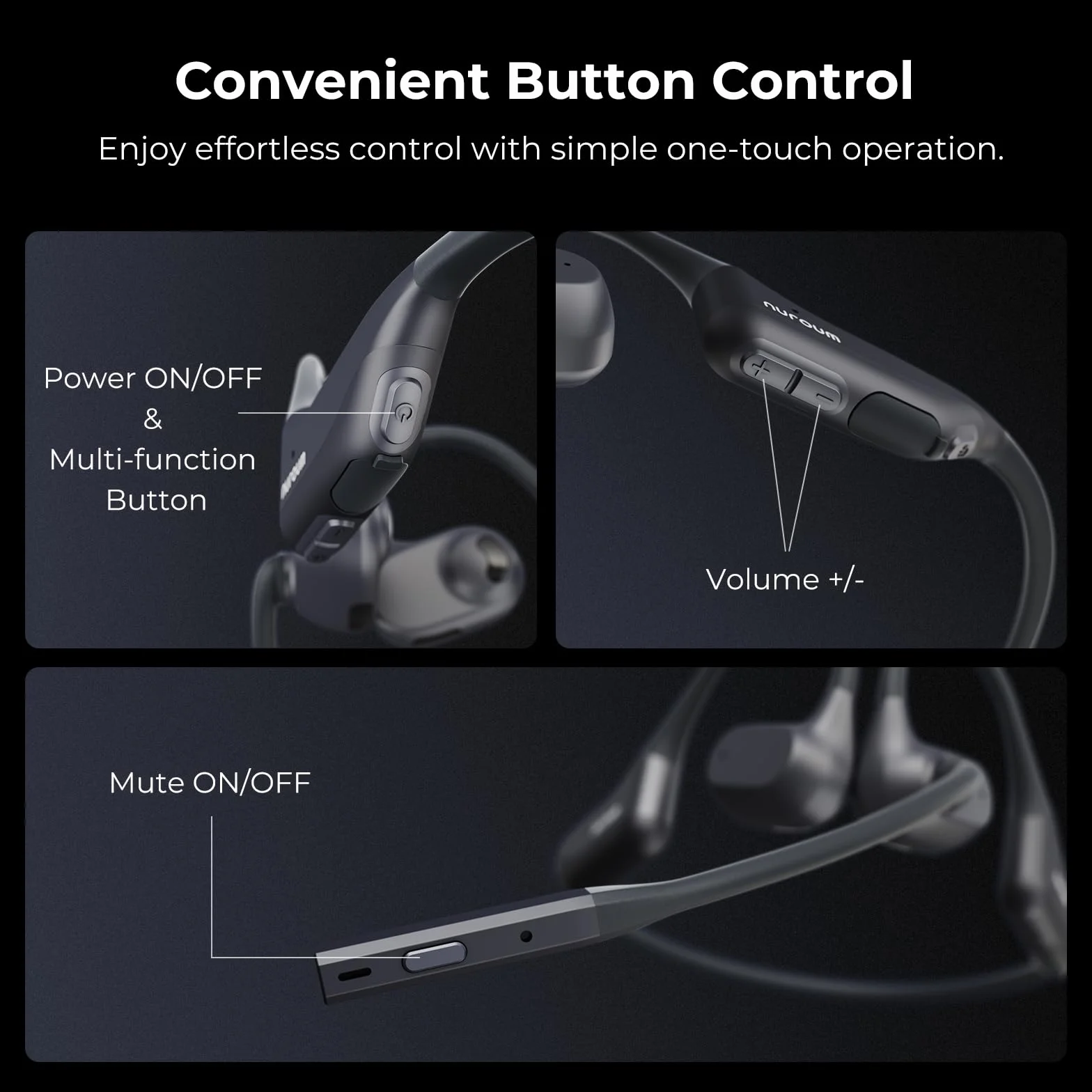 Nuroum OpenEar Pro Bezprzewodowy zestaw słuchawkowy Bluetooth z mikrofonem, redukcja szumów podczas rozmów, połączenie wielopunktowe Bluetooth 5,3,15 H, wygodne, bezprzewodowe słuchawki do pracy