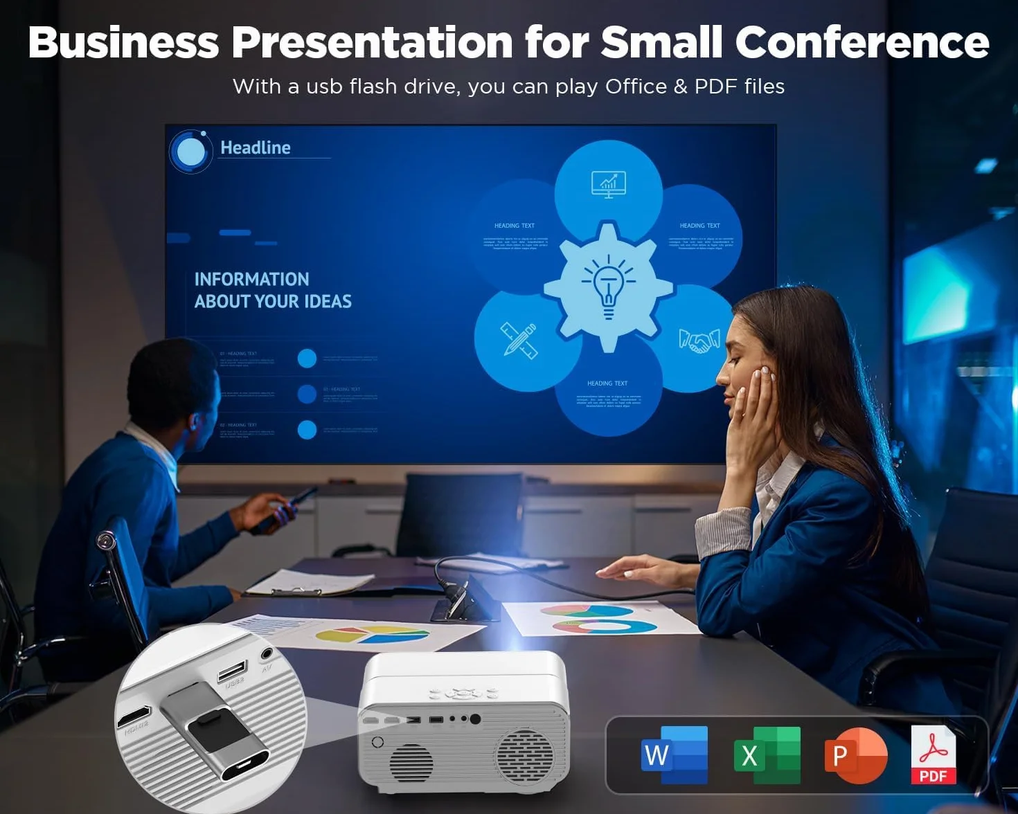 Projektor DBPOWER 4K z WiFi 5G i dwustronnym Bluetooth, projektor zewnętrzny 600ANSI FHD Native 1080P z 4P4D/PPT/Zoom, mini projektor domowy kompatybilny z TV Stick (biały)