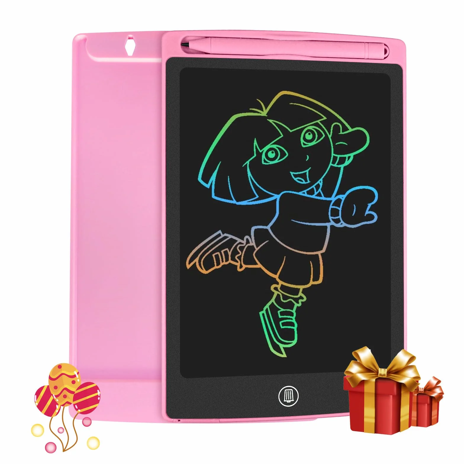 HOMESTEC Kolorowy tablet do pisania LCD, tablica kreślarska 8,5 cala, tablet z grafiką Zamek na klucze, pismo odręczne, rysowanie, podkładka dla dzieci, zabawki dla chłopców, dziewcząt (różowy)