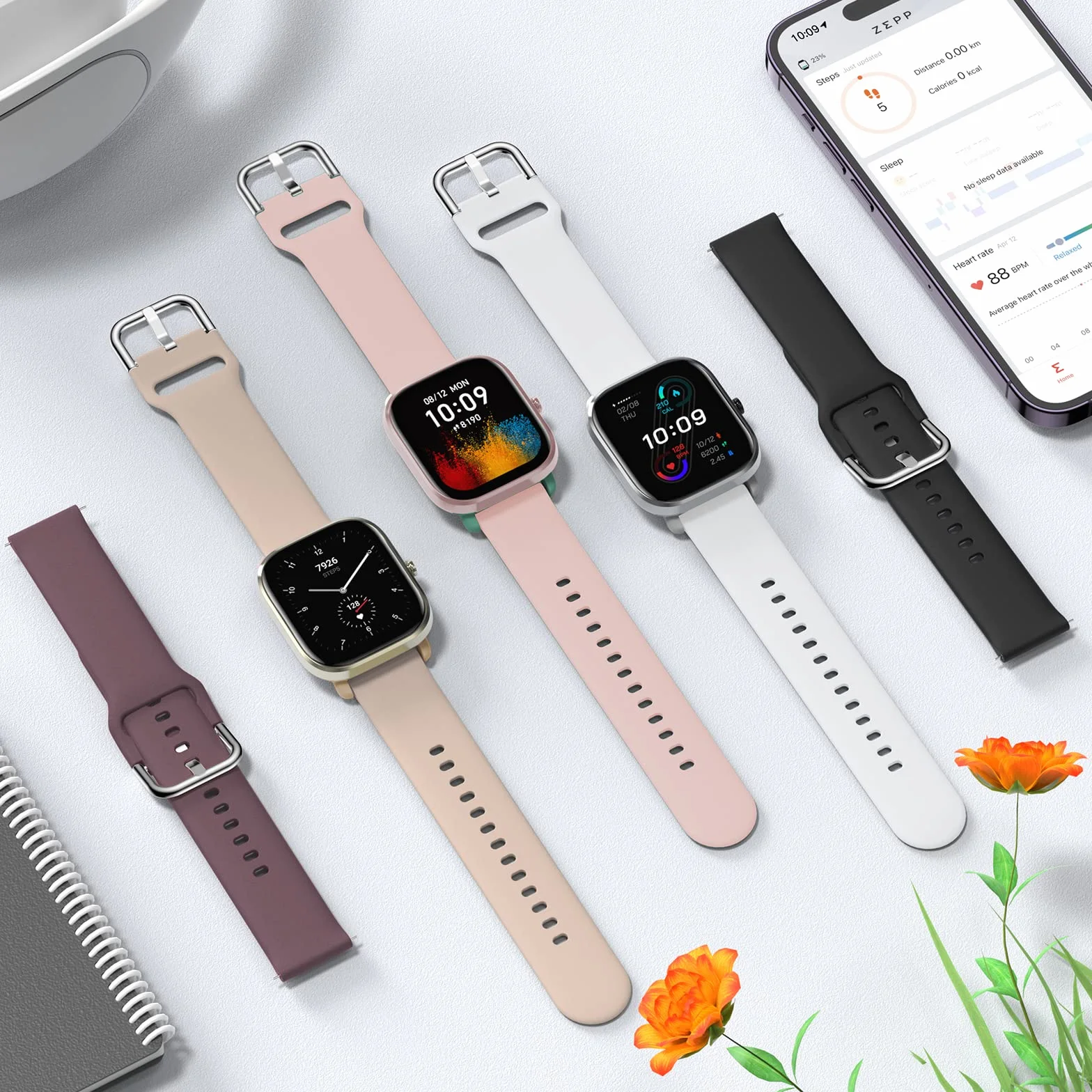 Higgs Pasek 20mm do Amazfit GTS 4 Mini GTS 2 2e 3 4 42mm Bip U Pro Bip S Lite, Silikonowy Sportowy Biały