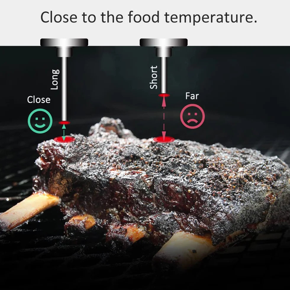 80 mm großes Zifferblatt 300 °C BBQ Grill Thermometer Holz Smoker Temp Gauge mit verlängertem 73 mm Stiel für Grillen Fleisch Kochen