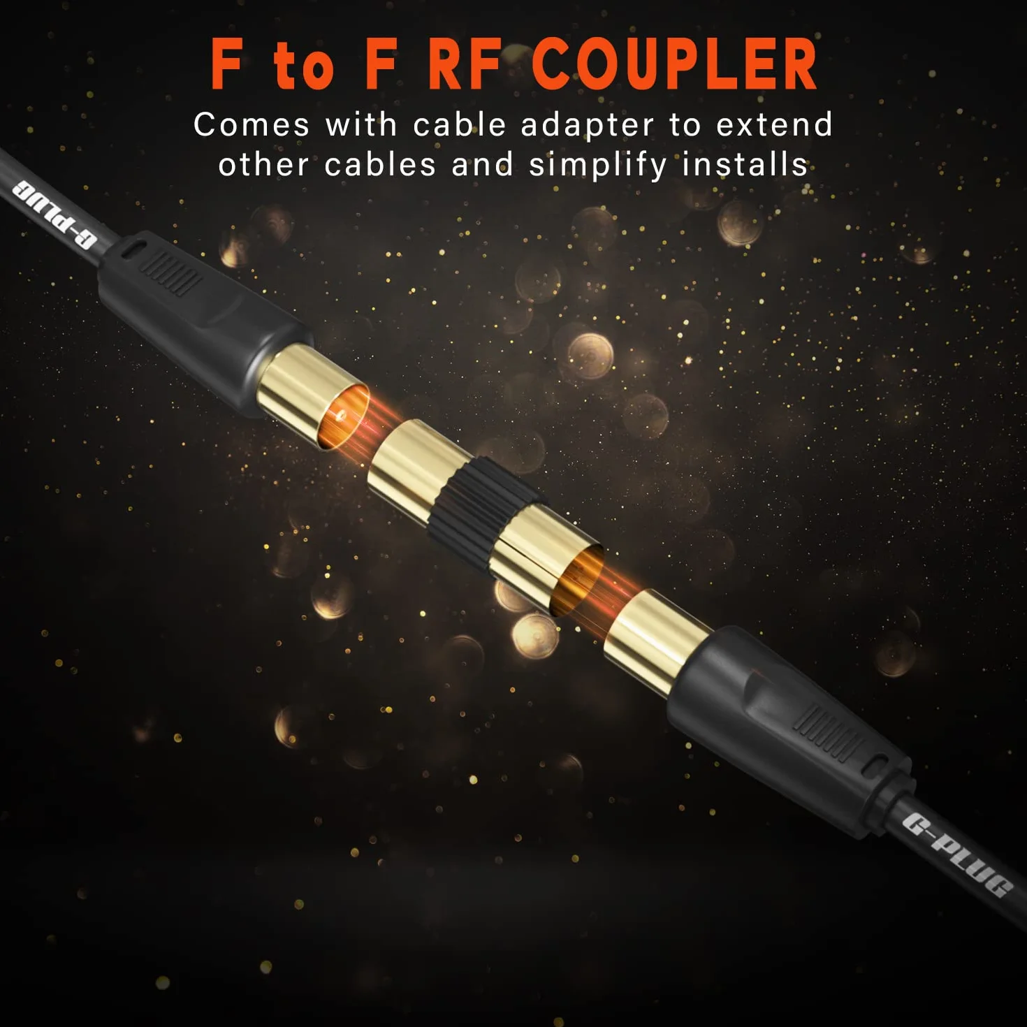 G-PLUG 1.5m kabel antenowy TV z adapterem RF i kątową wtyczką – kabel koncentryczny wtyk-wtyk, pozłacany – przedłużacz do telewizora, tunera DVB-T2, dekodera satelitarnego
