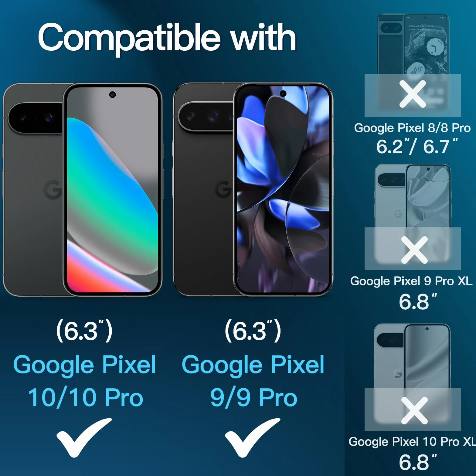 JETech Ochraniacz Ekranu dla Google Pixel 10/10 Pro / 9/9 Pro, Film ze Szkło Hartowane z Narzędzie Łatwej Instalacji, Kompatybilna z Odciskami Palców, HD Przejaśniać, 3 Sztuki