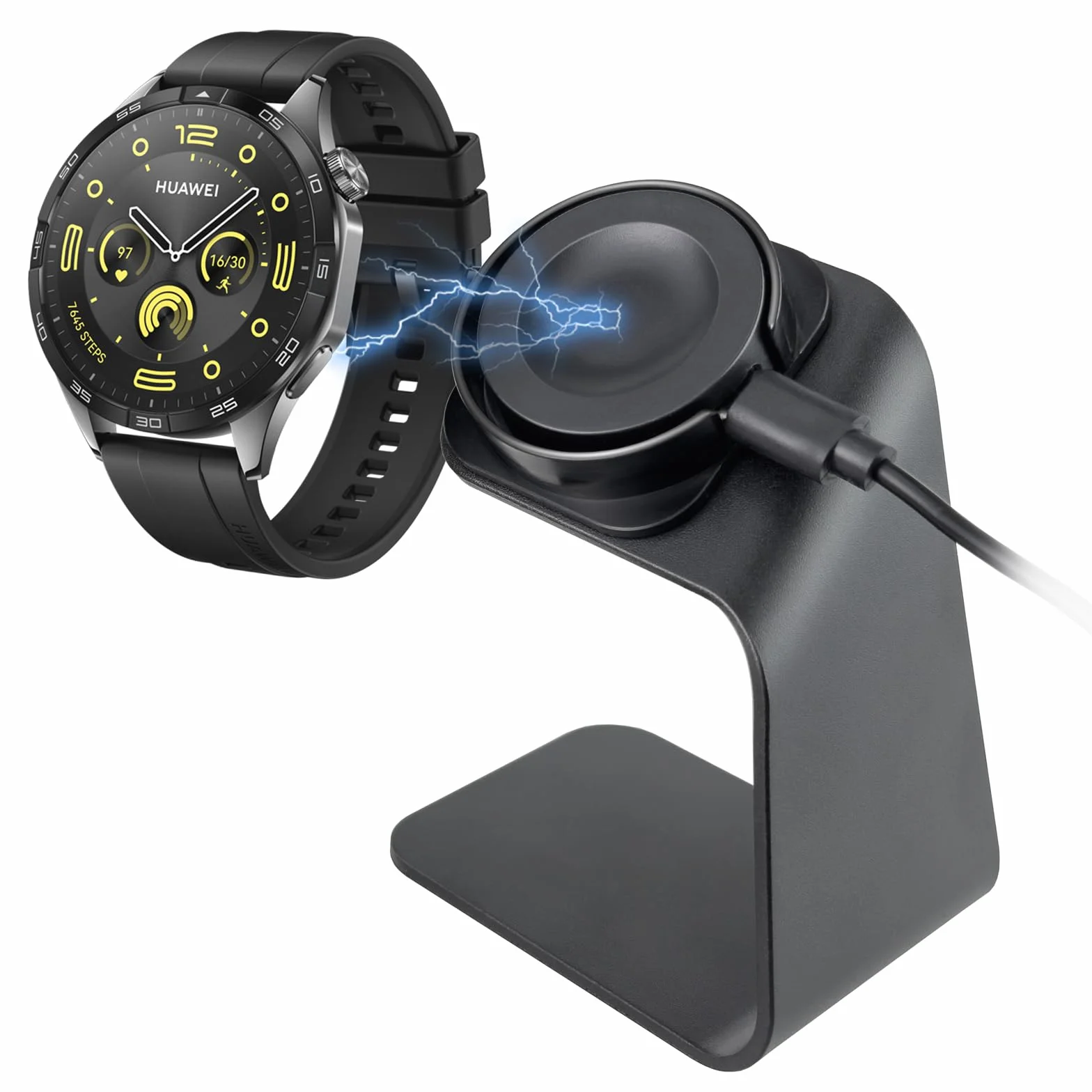 sciuU Magnetyczny stojak ładujący i ładowarka kompatybilny z Huawei GT6 / GT5 Pro / GT5 Pro / GT4 / GT4 Pro / GT3 / GT3 Pro/Fit 4, stacja dokująca + odłączany uchwyt ze stopu aluminium, kabel USB 100