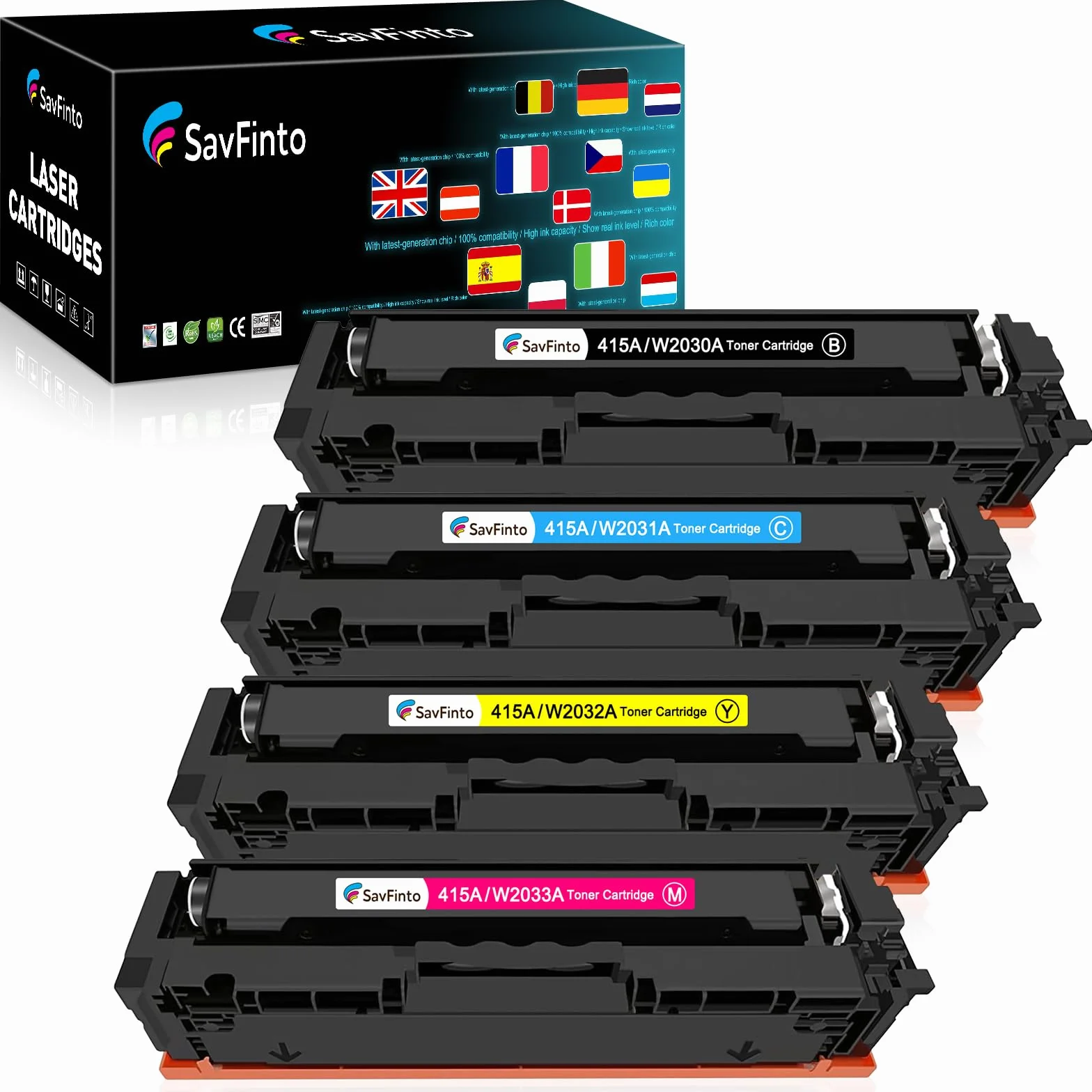 Kasety z tonerem 415A (bez chipów) zamiennik dla tonerów HP 415A 415X działają dla HP Color LaserJet Pro M454dn M454dw MFP M479fdw M479dw M479dn (4 sztuki)