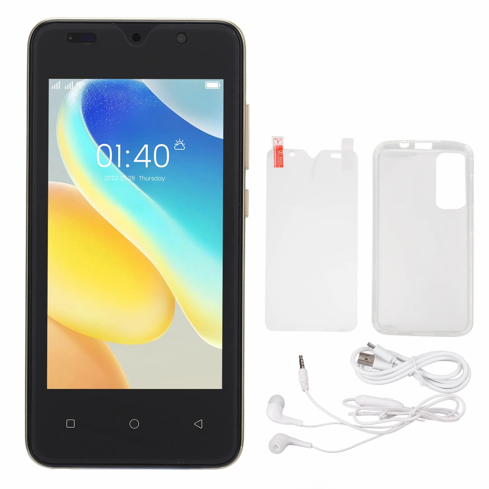 Telefon komórkowy Y53S, smartfon z Androidem 6 z odblokowaną twarzą, ekran HD 4,66 cala, 2 GB RAM 32 GB ROM, 2 MP z przodu i 5 MP z tyłu, bateria 2800 mAh(Gold)