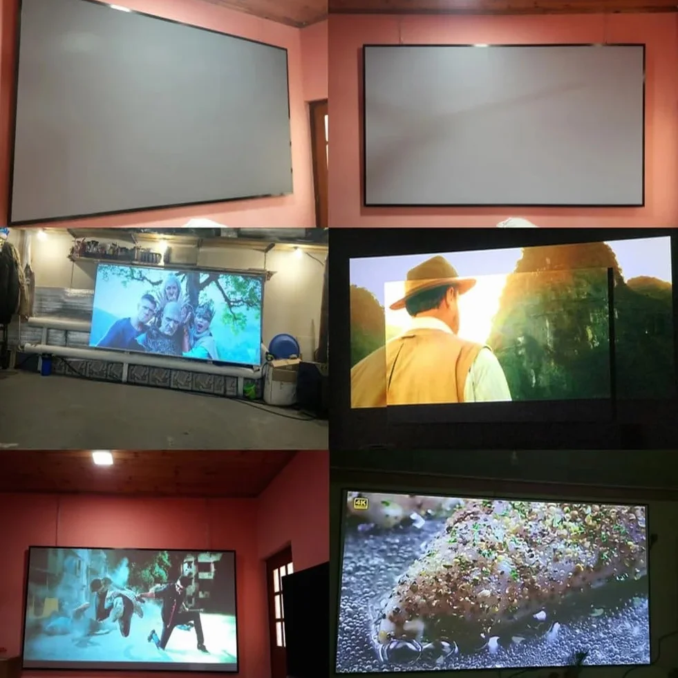 Przenośny Ekran Projektora Tkanina projektora 4k HD Składana tkanina projektora 16/9 Kino domowe Kurtyna ekranowa projekcji anty-światła Ekrany projekcyjne