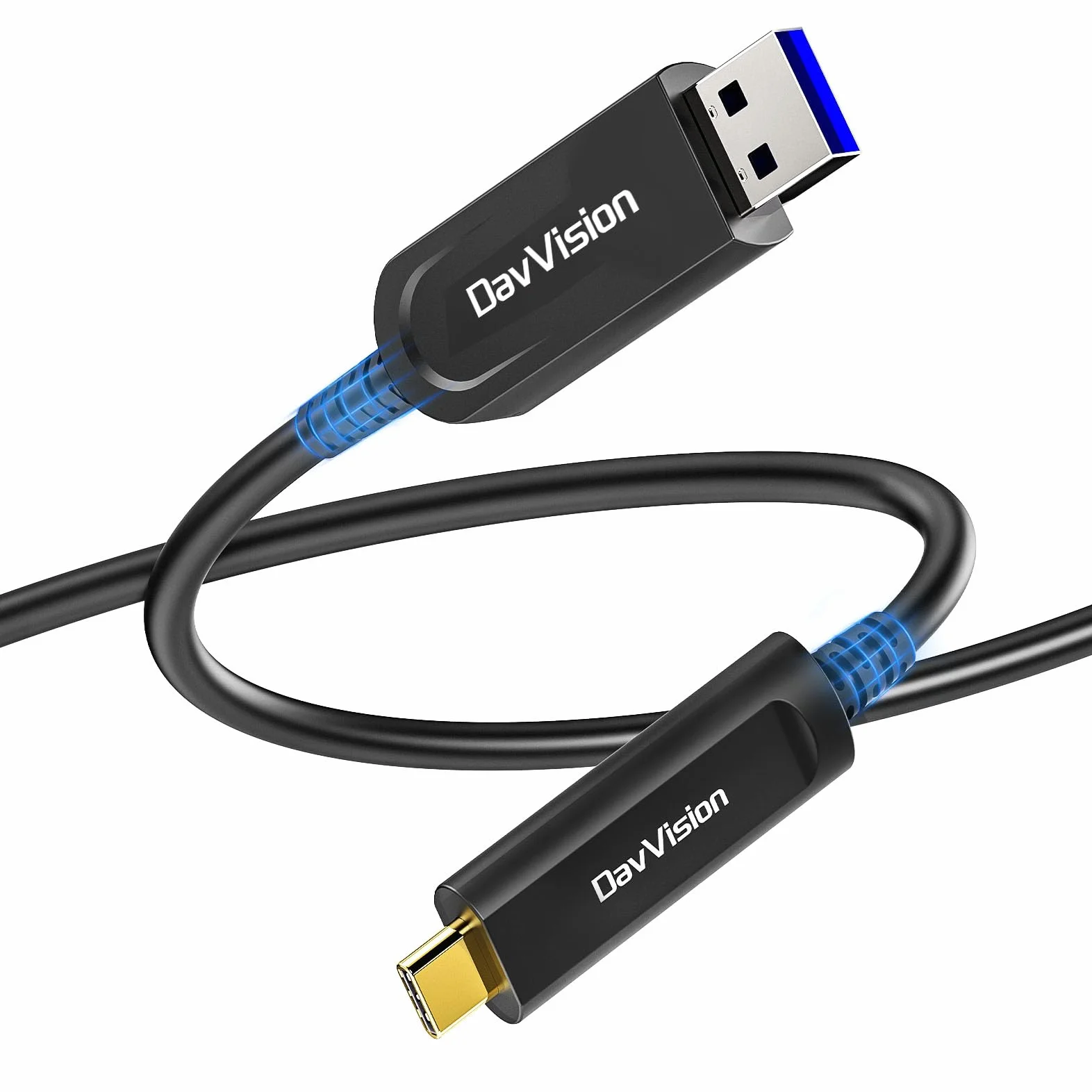 Kabel światłowodowy USB A na USB C, 15 m, 10 Gb/s, USB 3.2 Gen2, przedłużacz z niemieckim chipem SiliconLine, ultracienki i długi dystans do kamery Logitech 4K, VR/AR, wideokonferencji