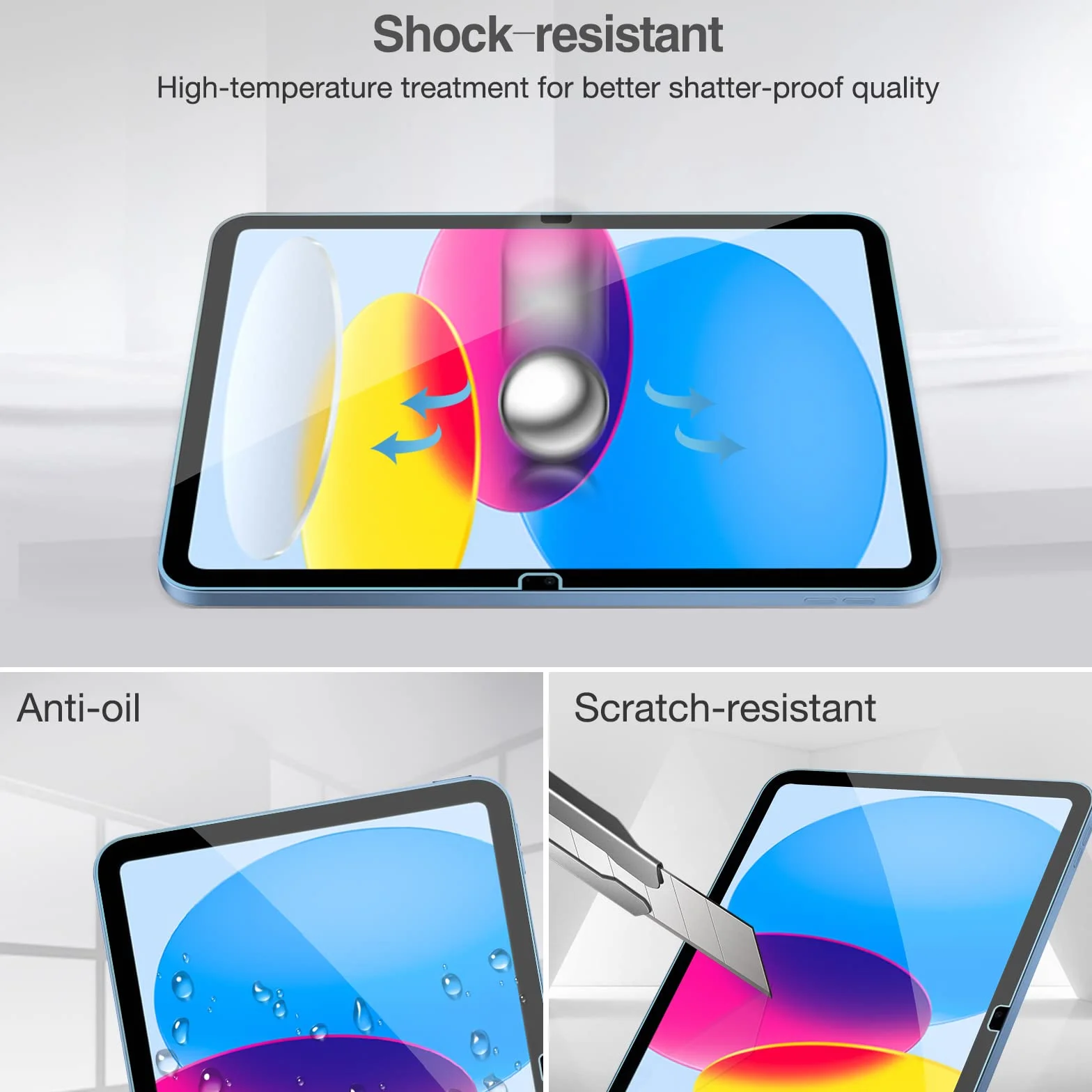 ProCase 1 sztuka folia ochronna do iPada 10. generacji 10,9 cala 2022, szkło hartowane 9H do iPada 10th Screen Protector folia szkło ochronne folia ochronna na wyświetlacz — przezroczysta