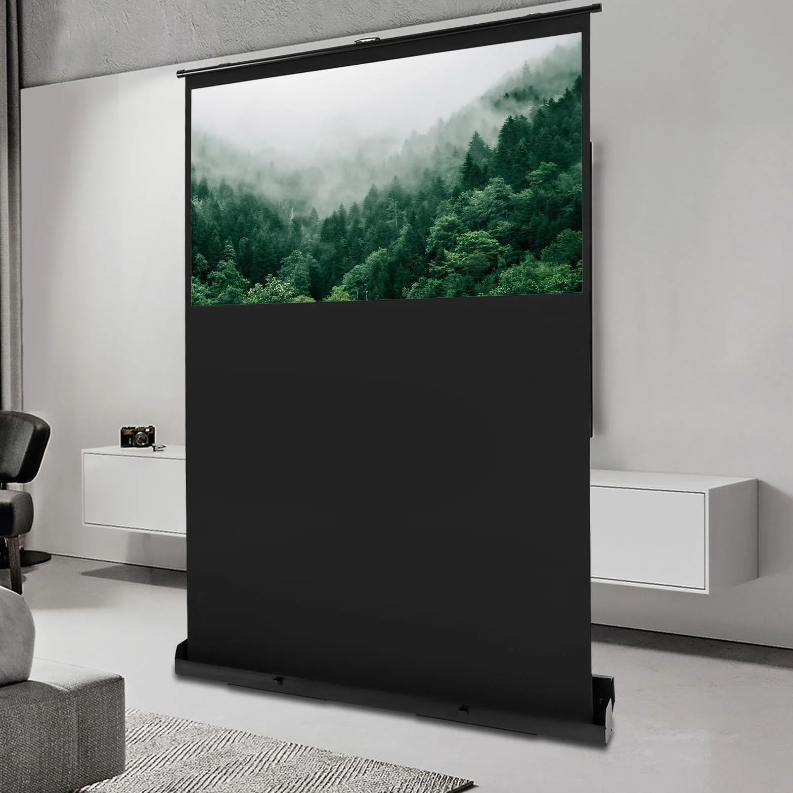 Ekran projekcyjny, ekran do projektora pull-up, 4K i 8K Ultra High Definition, przenośny ekran projekcyjny 16:9 do podłoża, ultrakrótki dystans, na kemping i do kina domowego