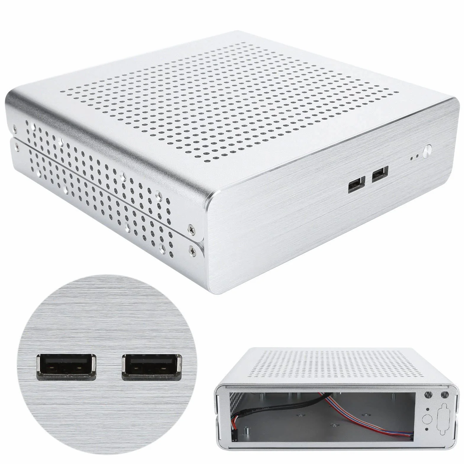 W Pełni Aluminiowa Obudowa HTPC G60S do Komputera MiniITX, Cicha Praca W Domu i Biurze, Odpowiednia do Komputerów W Salonie, Komputerów Hotelowych, urządzeń Digital Signage i Maszyn (USB2.0)