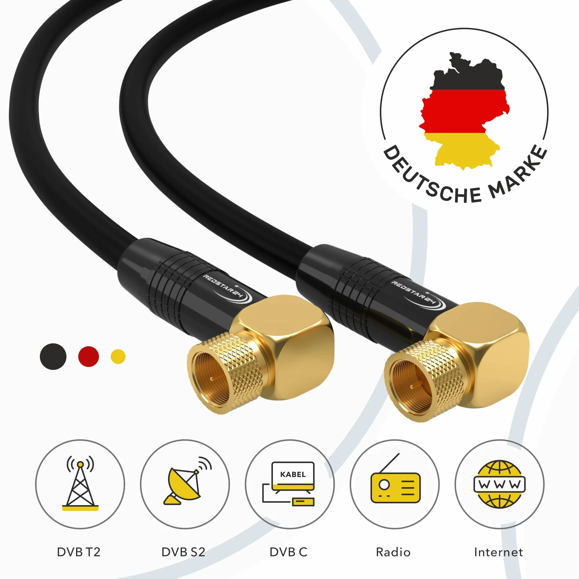 Kabel satelitarny 1 m kabel satelitarny SAT TV kabel antenowy cyfrowy kabel koncentryczny do Internetu 2 x wtyczka F 90° kątowa wtyczka kątowa router modem kabel przyłączeniowy HD 4K UHD DVB-S DVB-S2