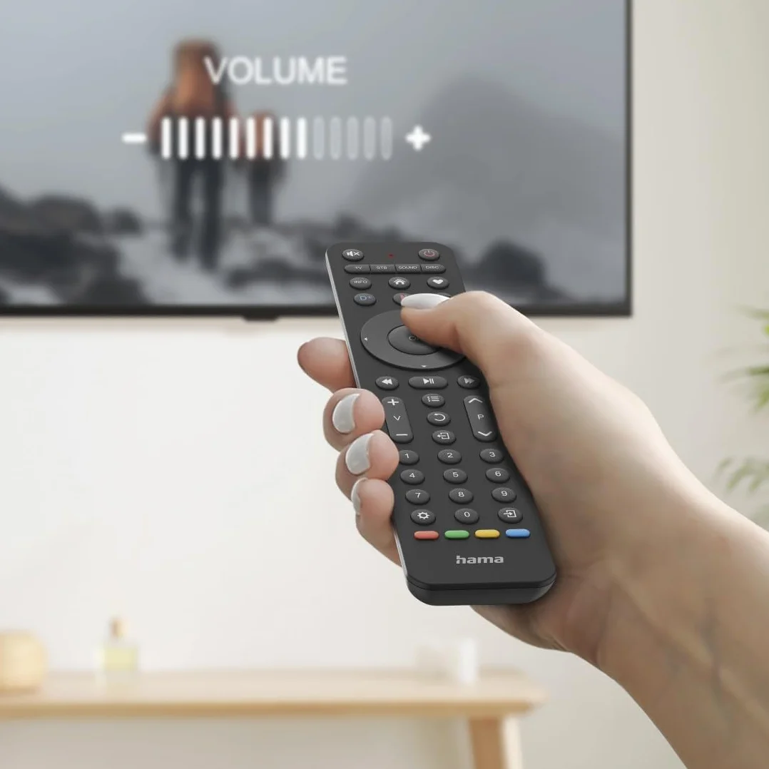 Hama uniwersalny pilot 4w1 Netflix (Do TV, soundbara, odtwarzaczacza Blu-Ray, do maks. czterech urządzeń, tryb uczenia się, przycisk Netflix, Prime Video, Disney+, w zestawie 2x bateria AAA)