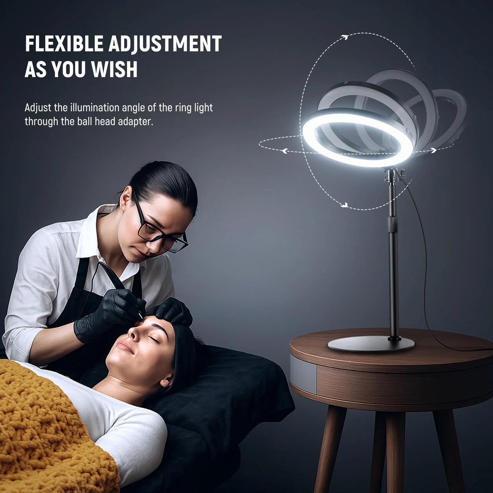 NEEWER Lampa pierścieniowa LED 10" 20 W ze stojakiem na biurko, uchwyt na telefon, kompatybilna z laptopem iPhone, dwukolorowa, 2900 K – 7000 K, wejście USB C PD, CRI97+ 1660LX/0,5 m, do selfie Make