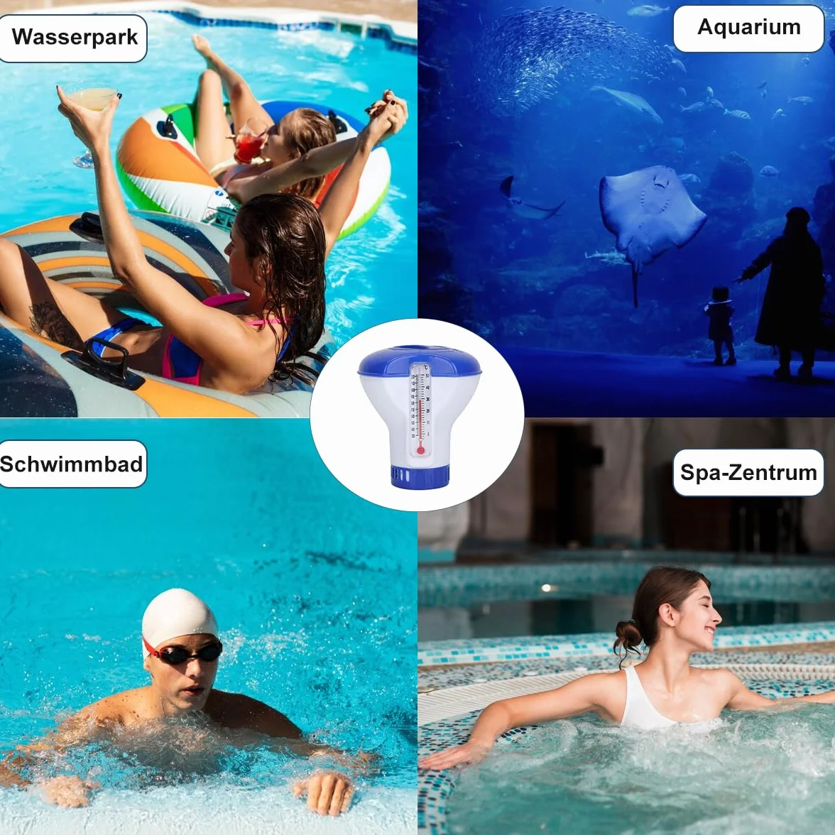 Dozownik chloru do basenu z termometrem, duża pojemność, akcesoria basenowe do dużych i małych jacuzzi