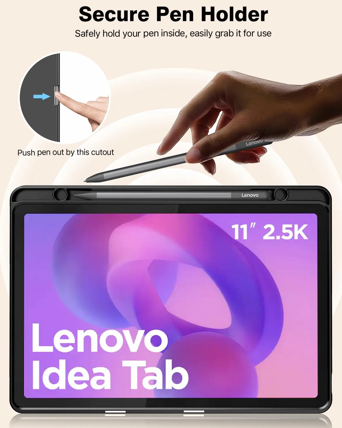 TiMOVO Etui do Lenovo Idea Tab 11 cali 2025 TB-336ZU/336FU z uchwytem na długopis, cienkie etui ochronne z miękkim tyłem TPU, funkcją automatycznego uśpienia/budzenia, Głęboki fiolet