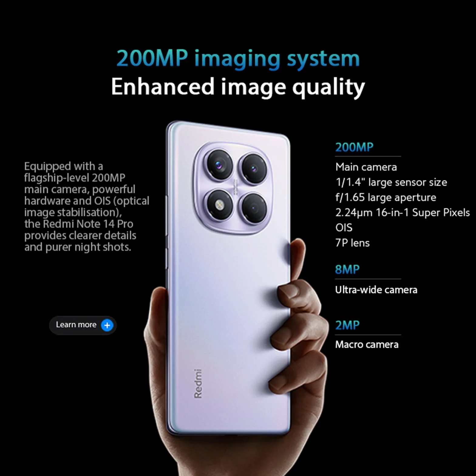 Xiaomi Redmi Note 14 Pro Smart Phone 8 GB+256 GB 6,67-calowy odcisk palca Rhythm Protection Eye Protection Unlock 50 milionów pikseli/podwójna karta Dual Standby/funkcja NFC, 45 W, ładowarka nie jest