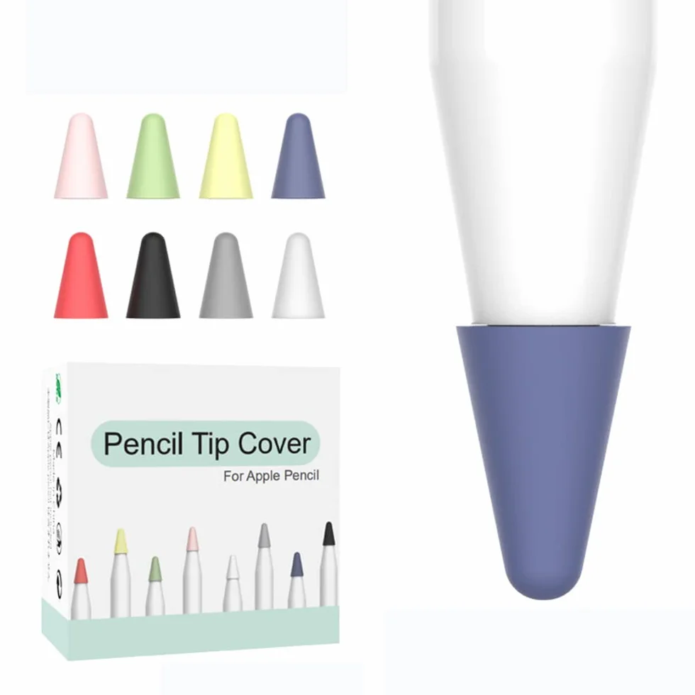 Silikonowe nakładki na stalówki do Apple Pencil 1/2, antypoślizgowe, 8 sztuk