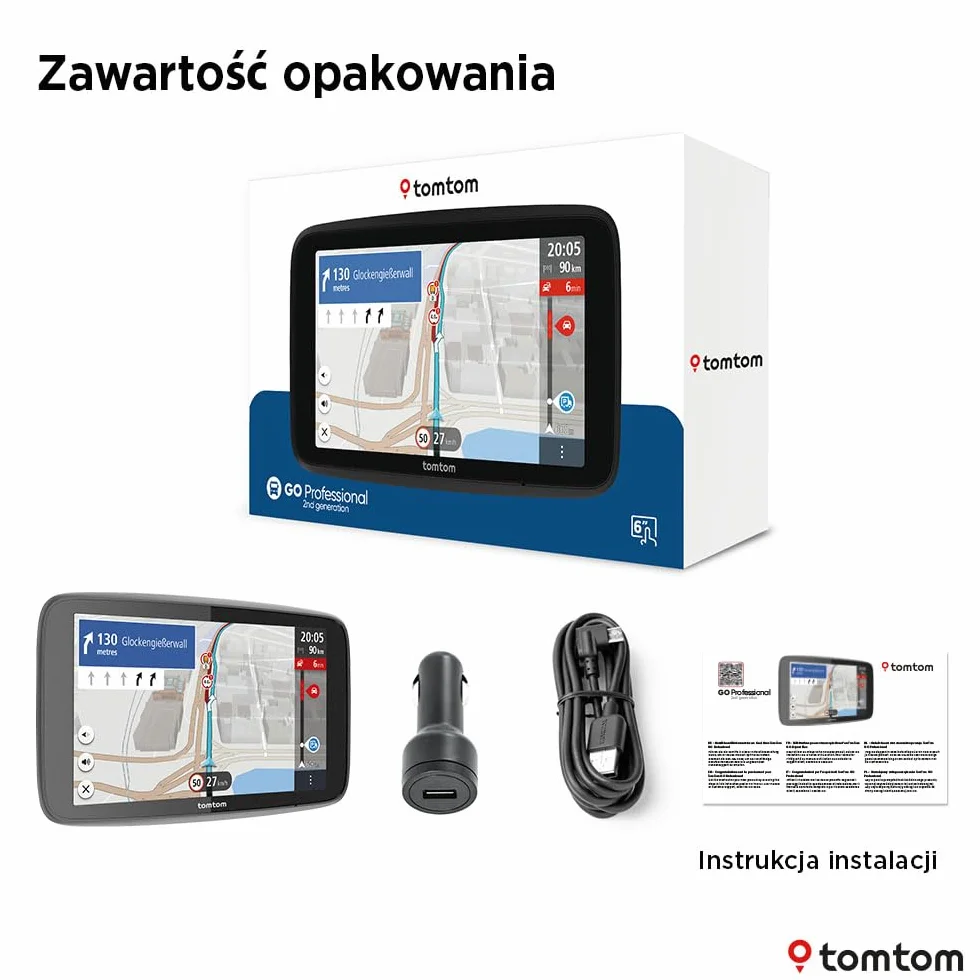 TomTom Nawigacja dla ciężarówek GO Professional 2 generacji (z ekranem 6 cali, mapami Europy i aktualnymi informacjami o korkach dla ciężarówek, samochodów dostawczych, autobusów i dużych pojazdów)