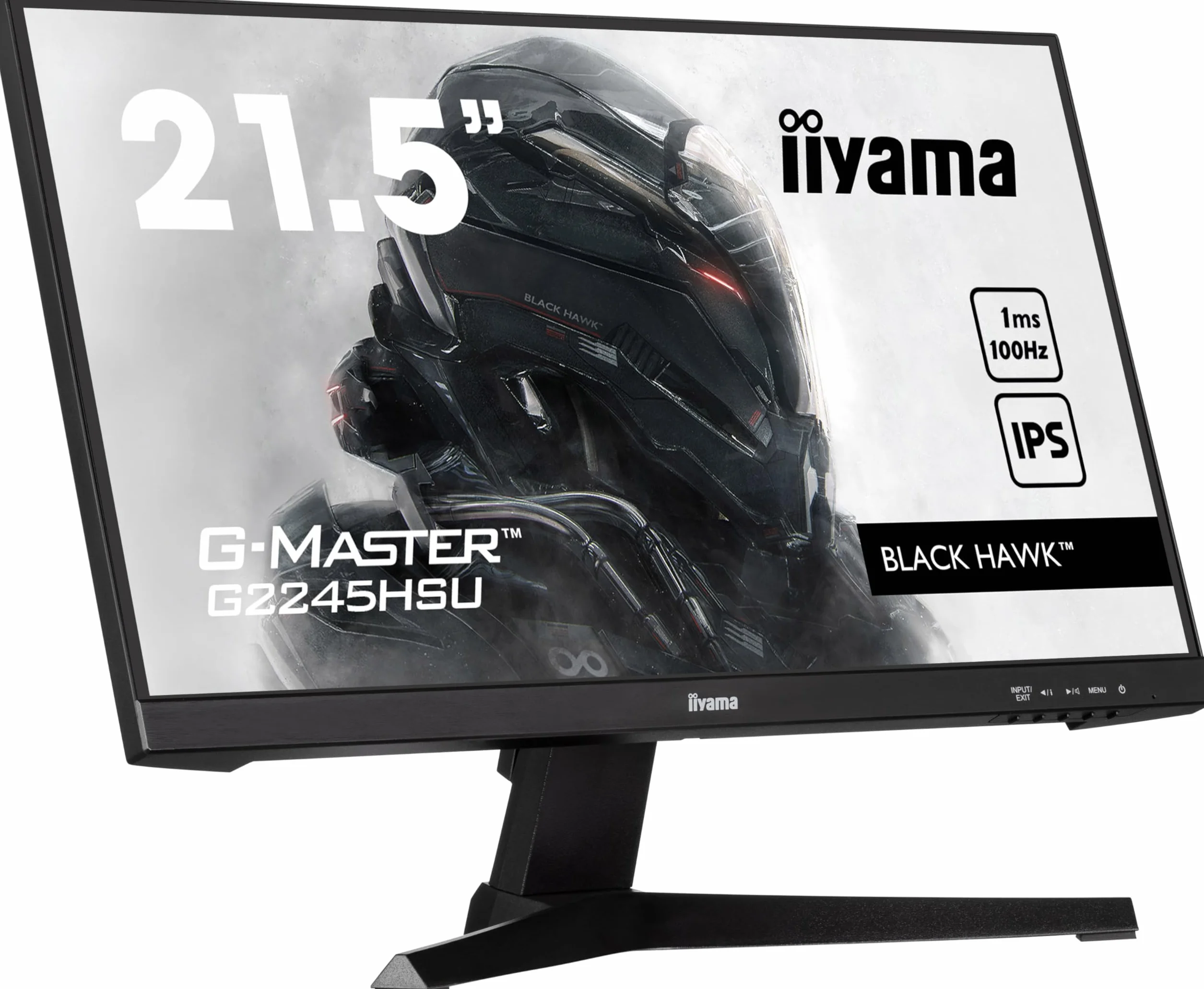 iiyama G-MASTER Black Hawk LED Monitor 55,9 cm 22" 21,5" sichtbar 1920x1080 Full HD 1080p @ 100 Hz IPS 300 cd/m² 1000:1 1 ms HDMI DisplayPort Lautsprecher Matt 22