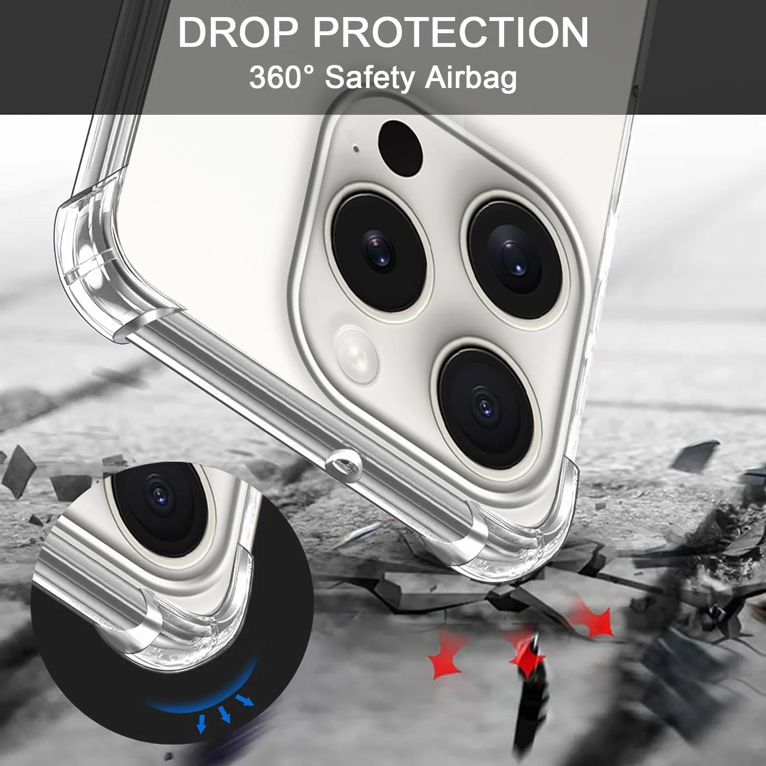 Pnakqil Etui na telefon komórkowy do iPhone 15 Pro, przezroczyste, miękkie, silikonowe ze sznurkiem na szyję, bumper, etui ochronne, kompatybilne z do iPhone 15Pro, czarne